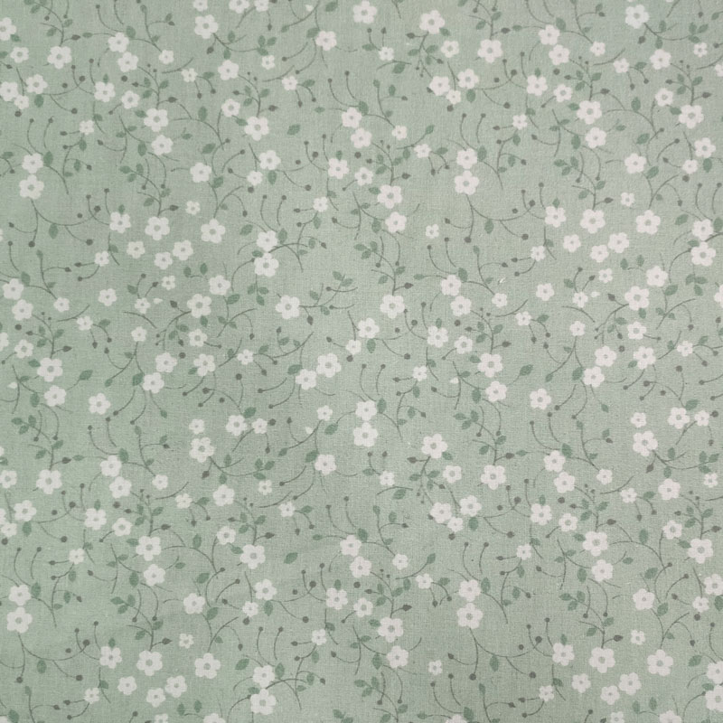 Tessuto Cotone Fantasia Fiorellini Verde