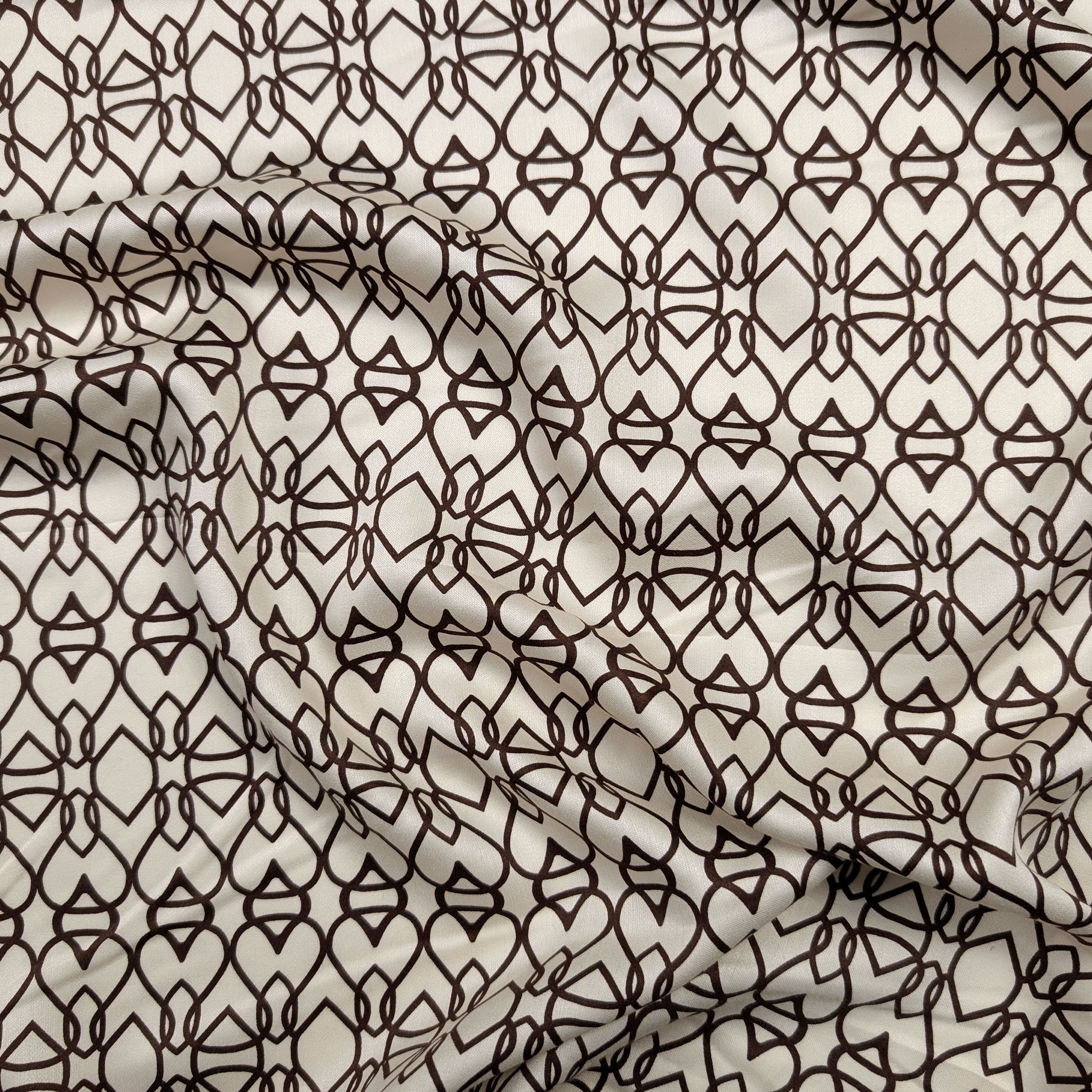 Abstract Brown Geometric Patterned Satin Image