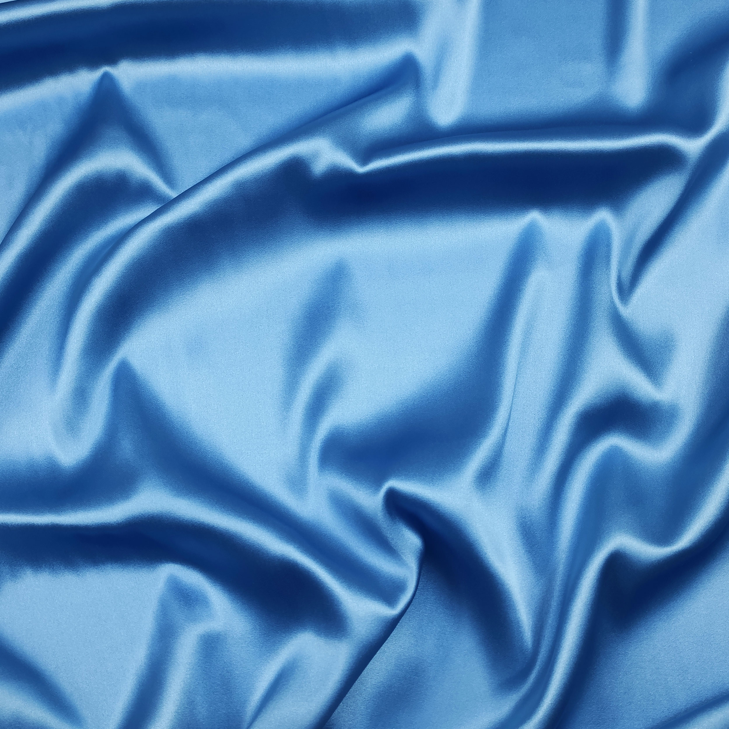 Light blue stretch silk satin fabric