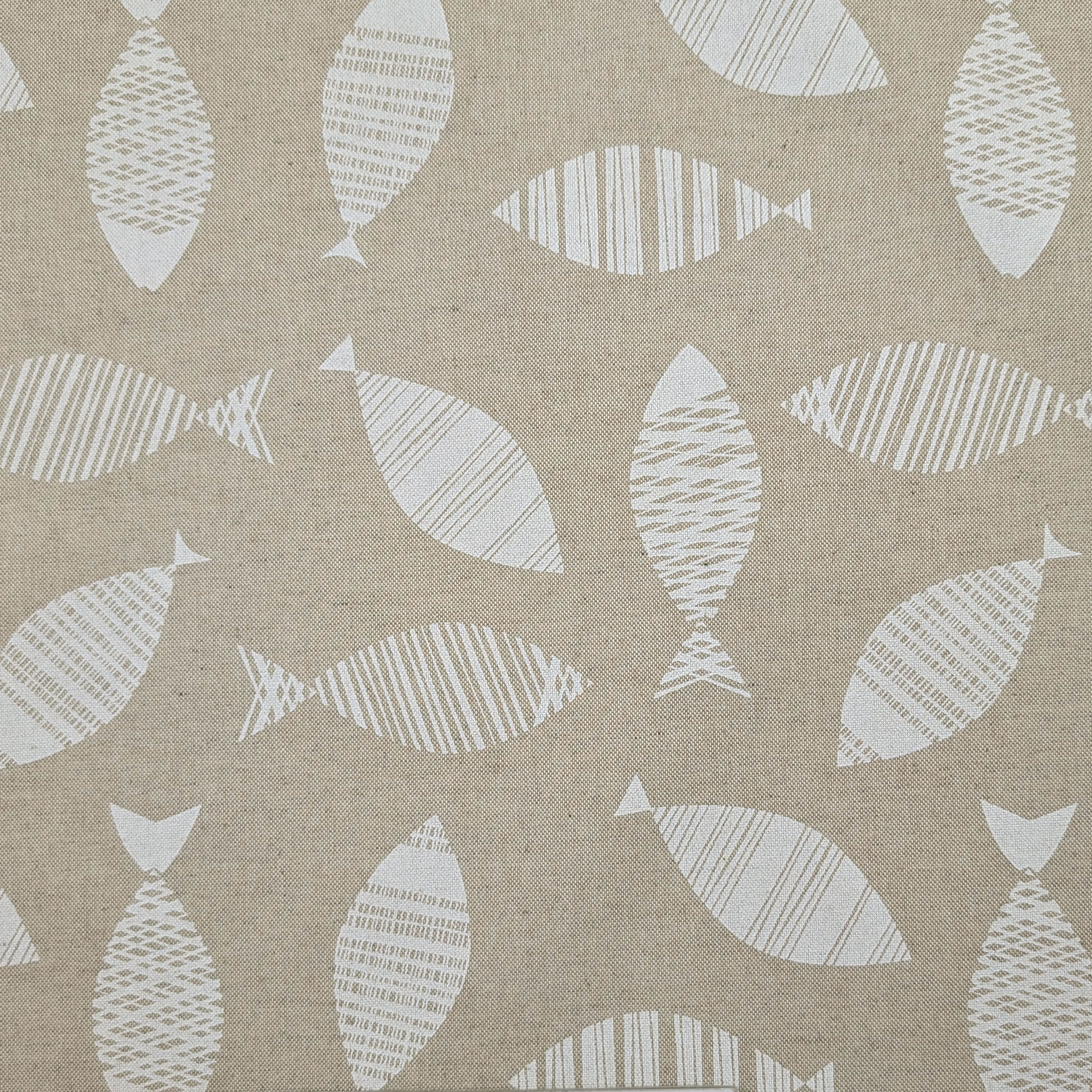 Fabric for Resin Tablecloth Modern White Fish Image