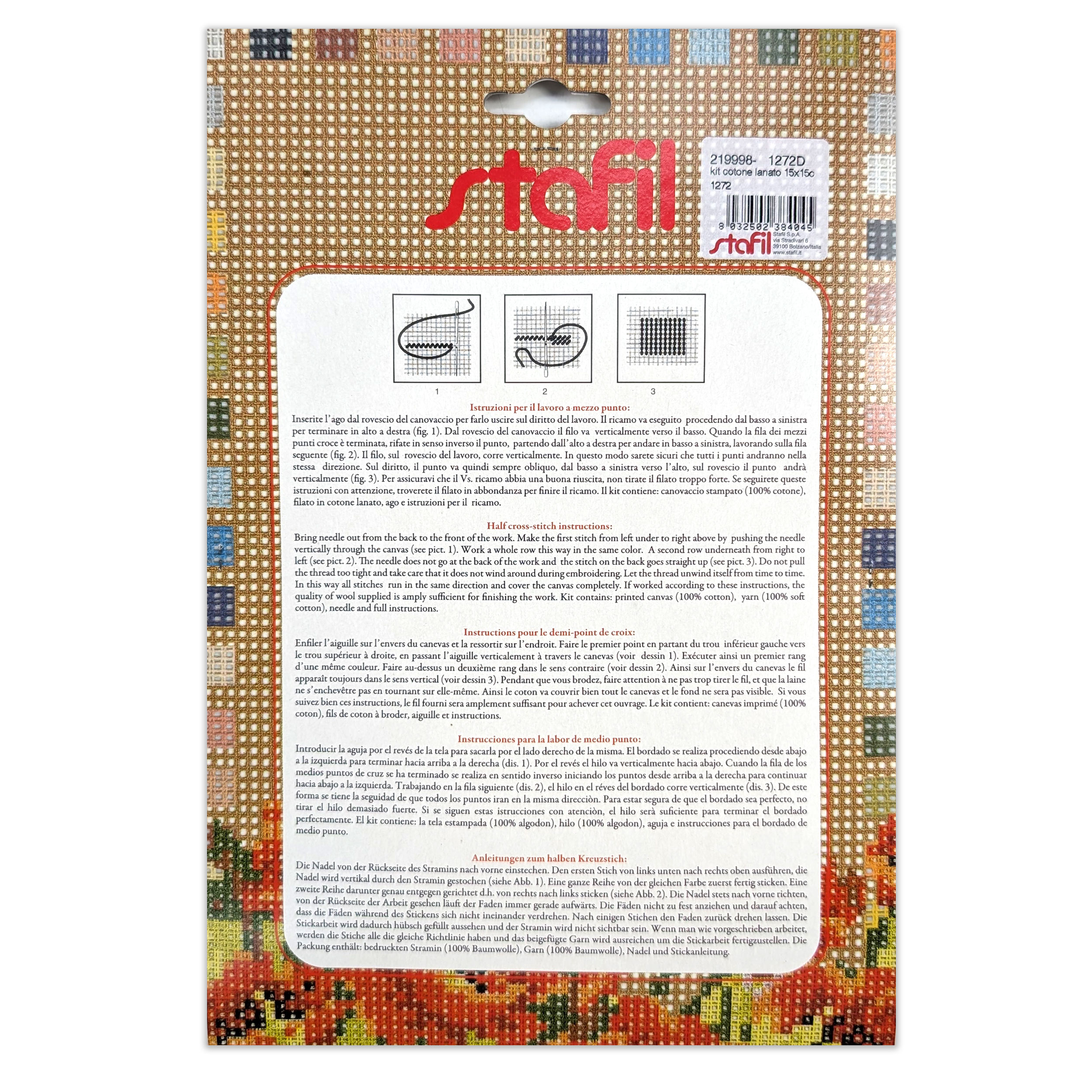 Rabbit 'i Quadretti' Half Cross Stitch Set Image