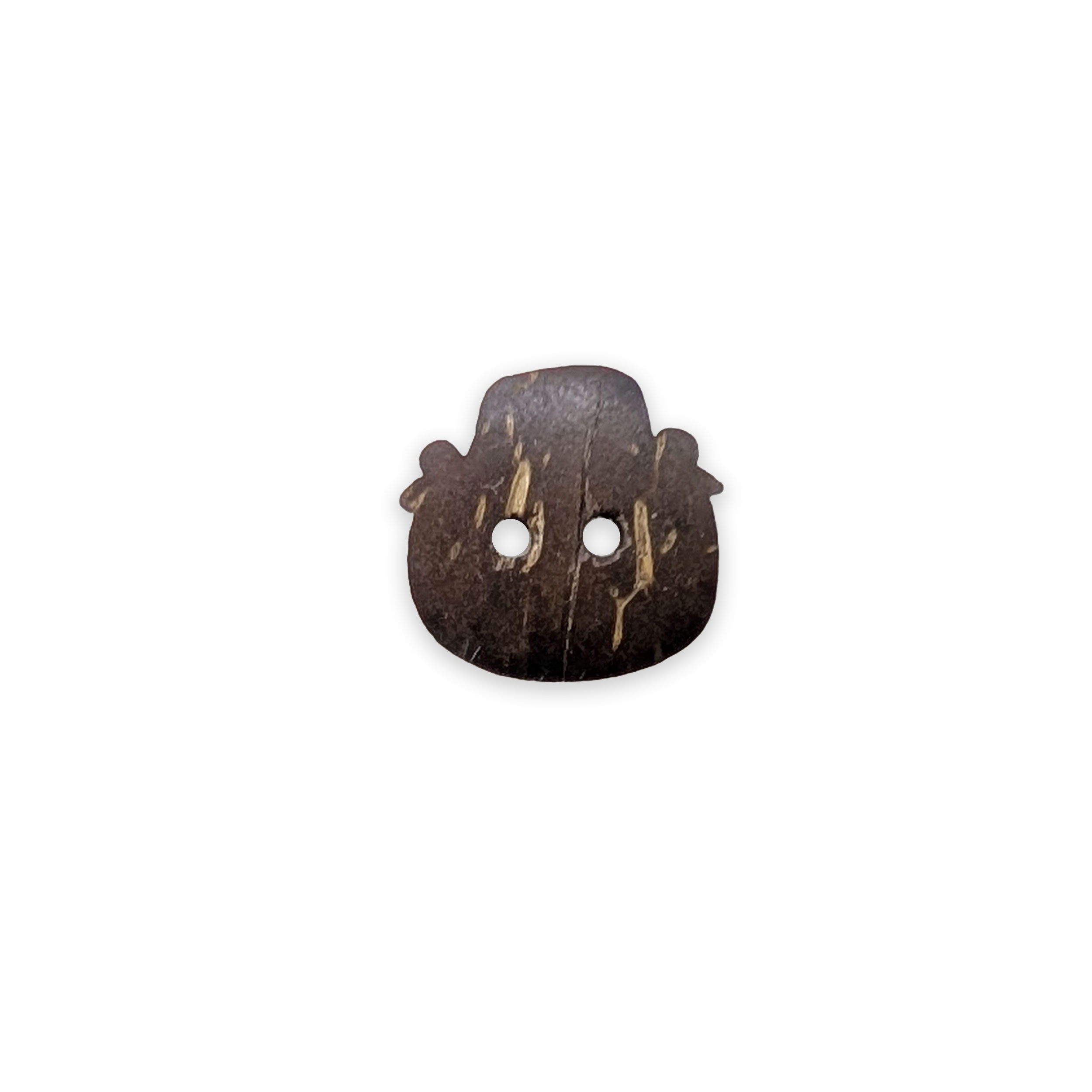Wooden Button Teddy Bear with Hat White 2 Holes Image