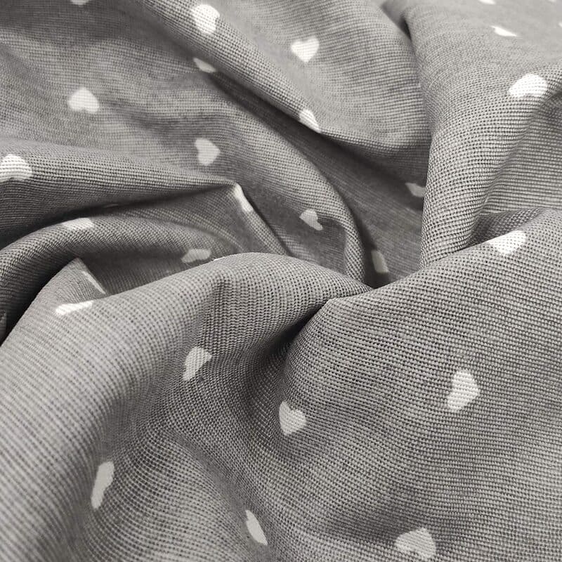 Furnishing Fabric White Hearts Grey Background Image