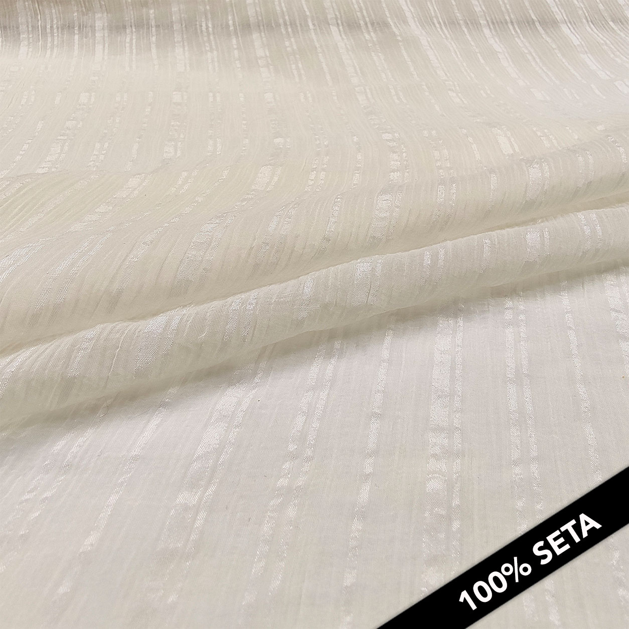 Tissu mousseline de soie à rayures crème Image
