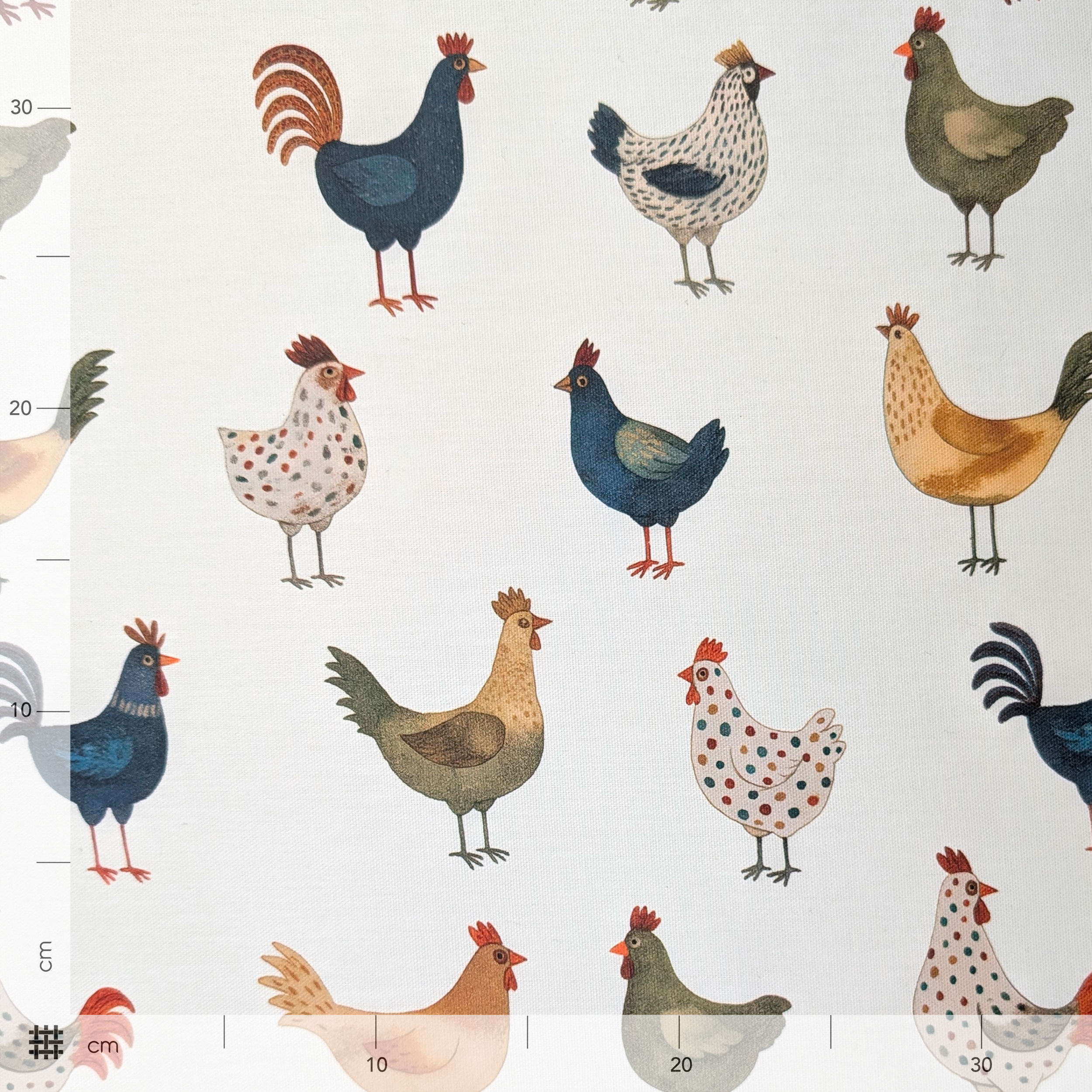 Fabric for Resin Tablecloth Hens Image