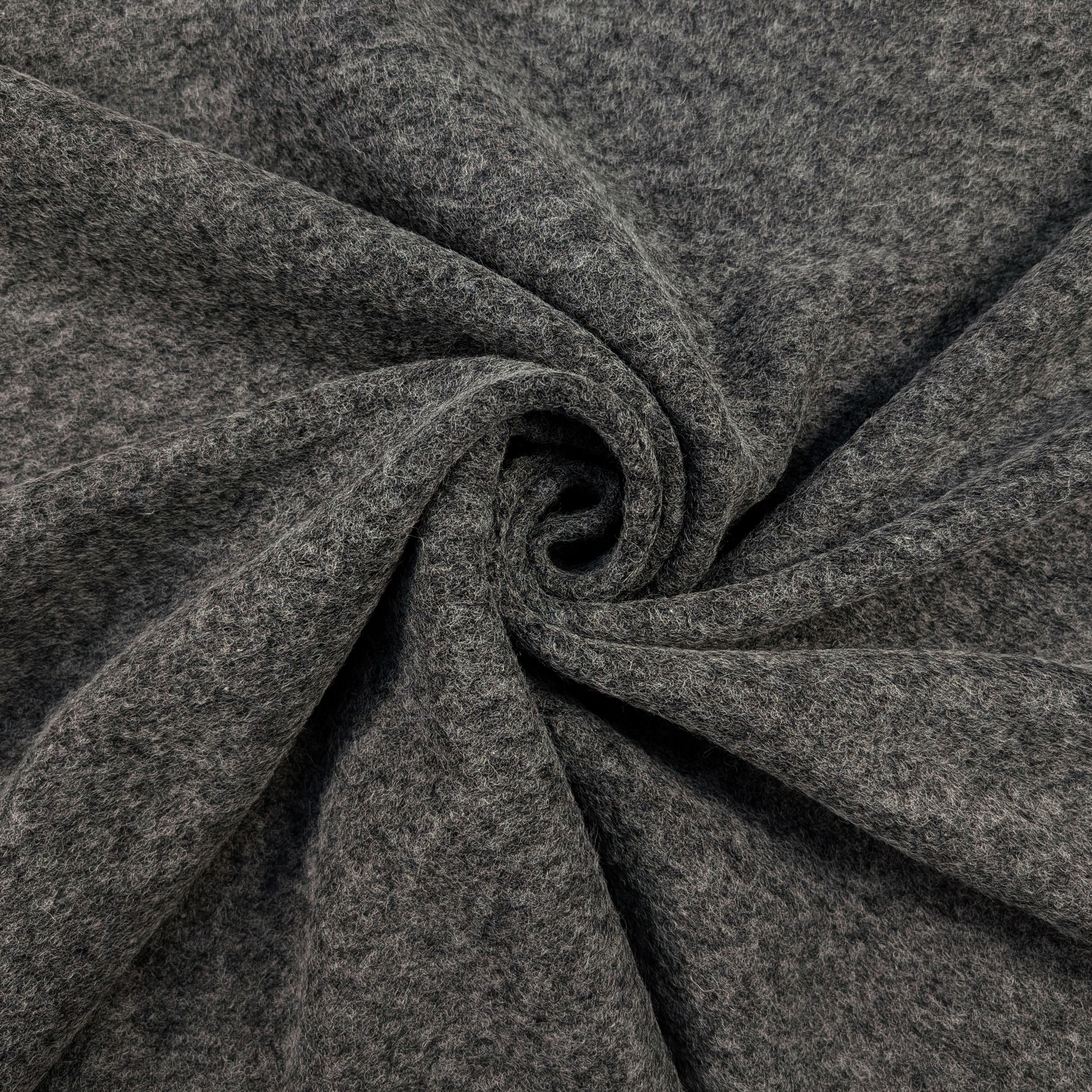 Grey Melange Boiled Wool Coat Image