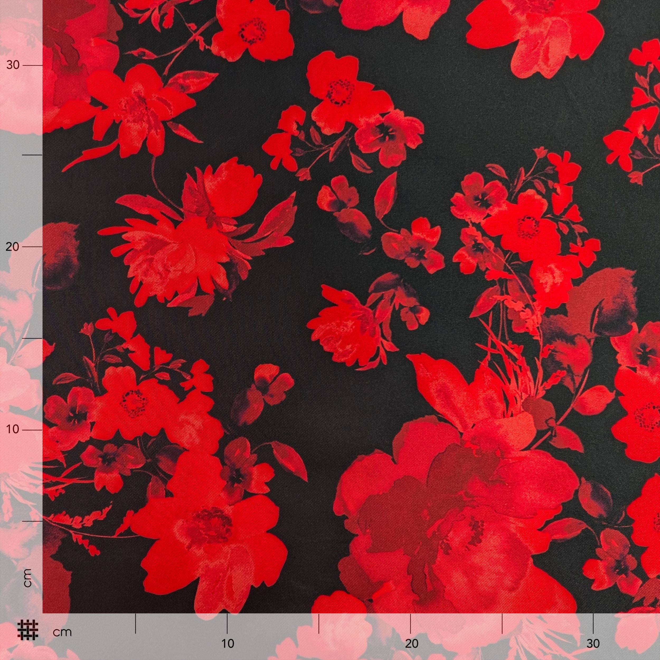 Mikado Italienische High Fashion Rote Blumen Image