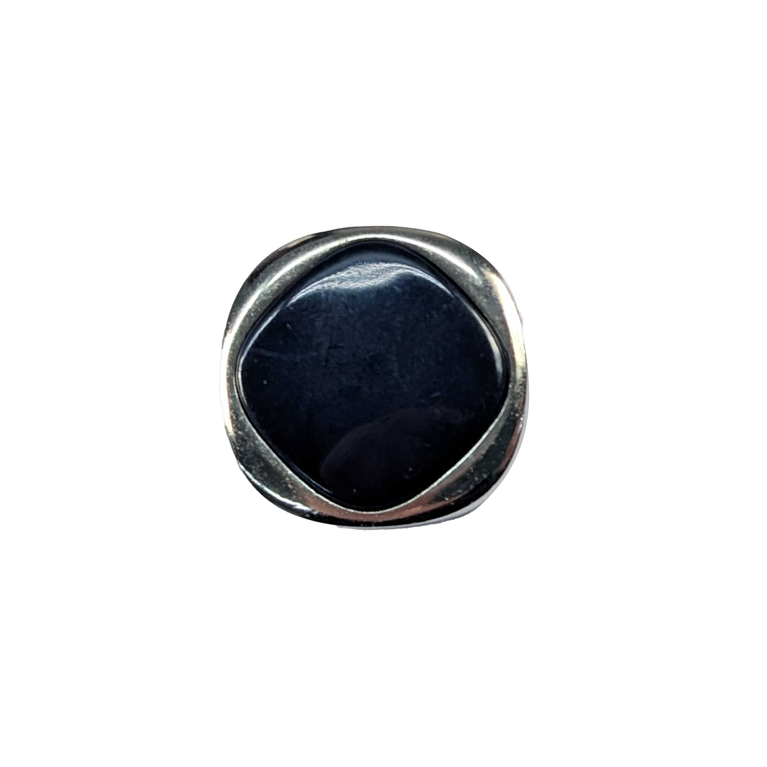Plastic button Silver Blue Stone Image
