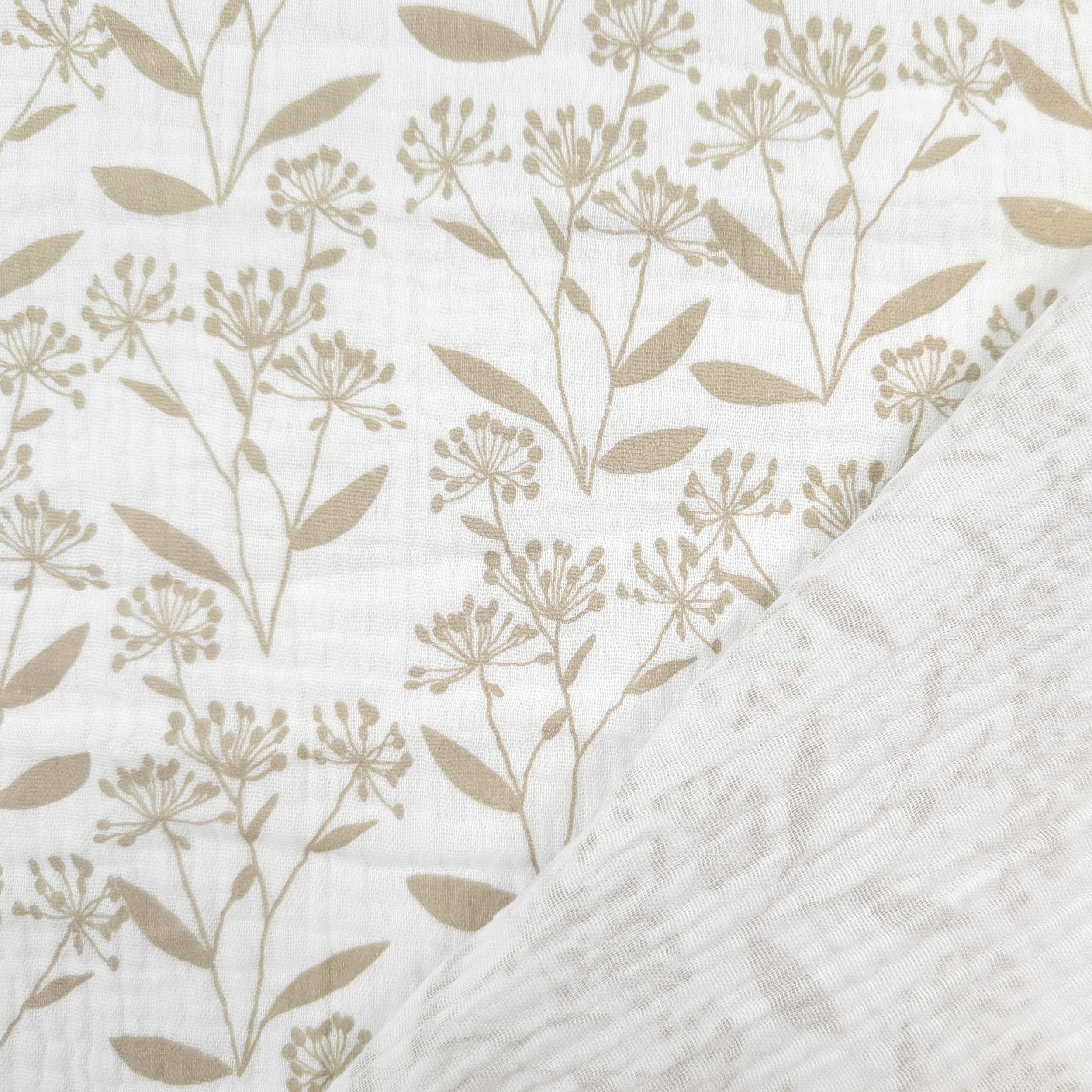 Beige Floral Fantasy Cotton Muslin Image