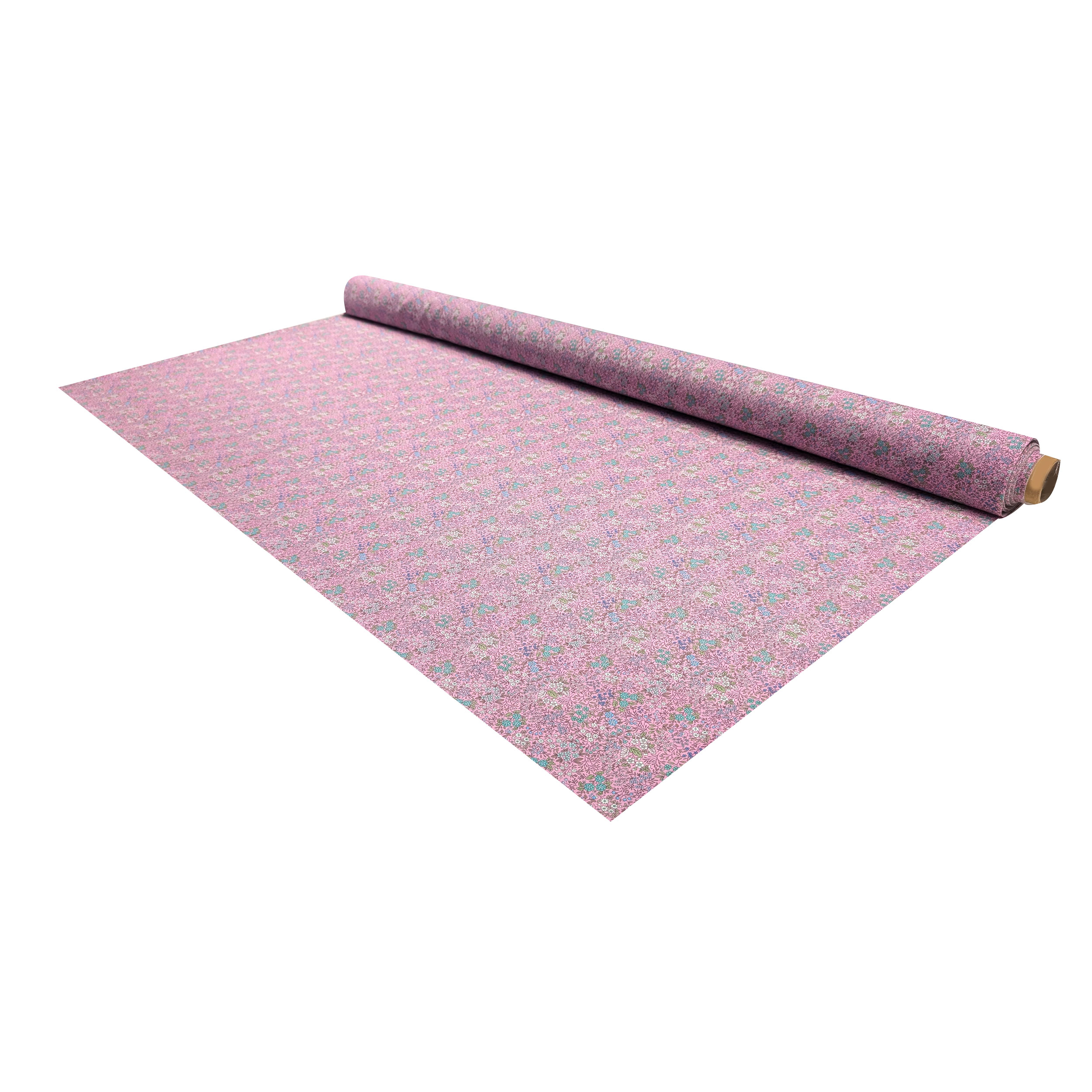 Blue and Green Floral Percale Cotton Image