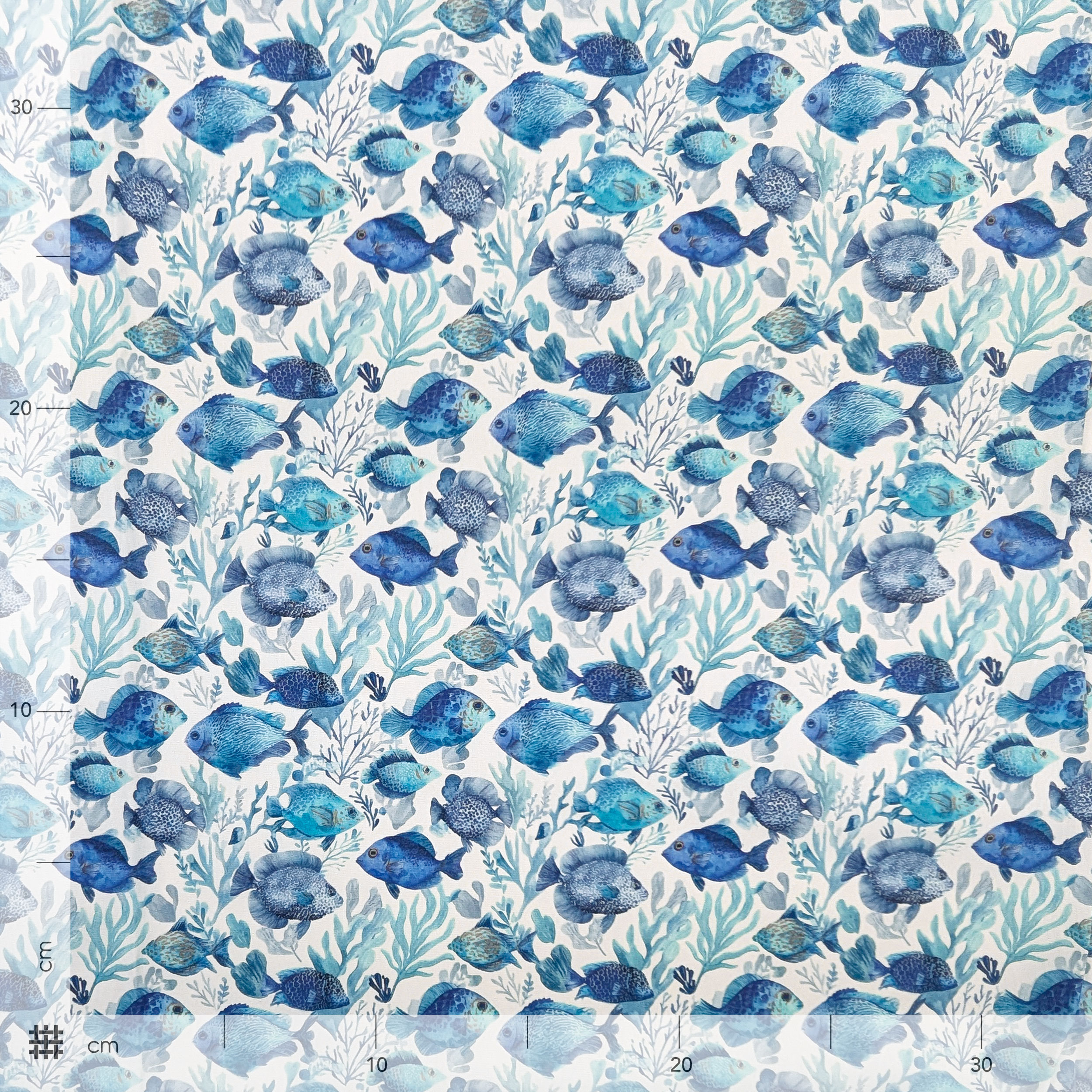 Poplin Cotton Fish and Corals Blue Image