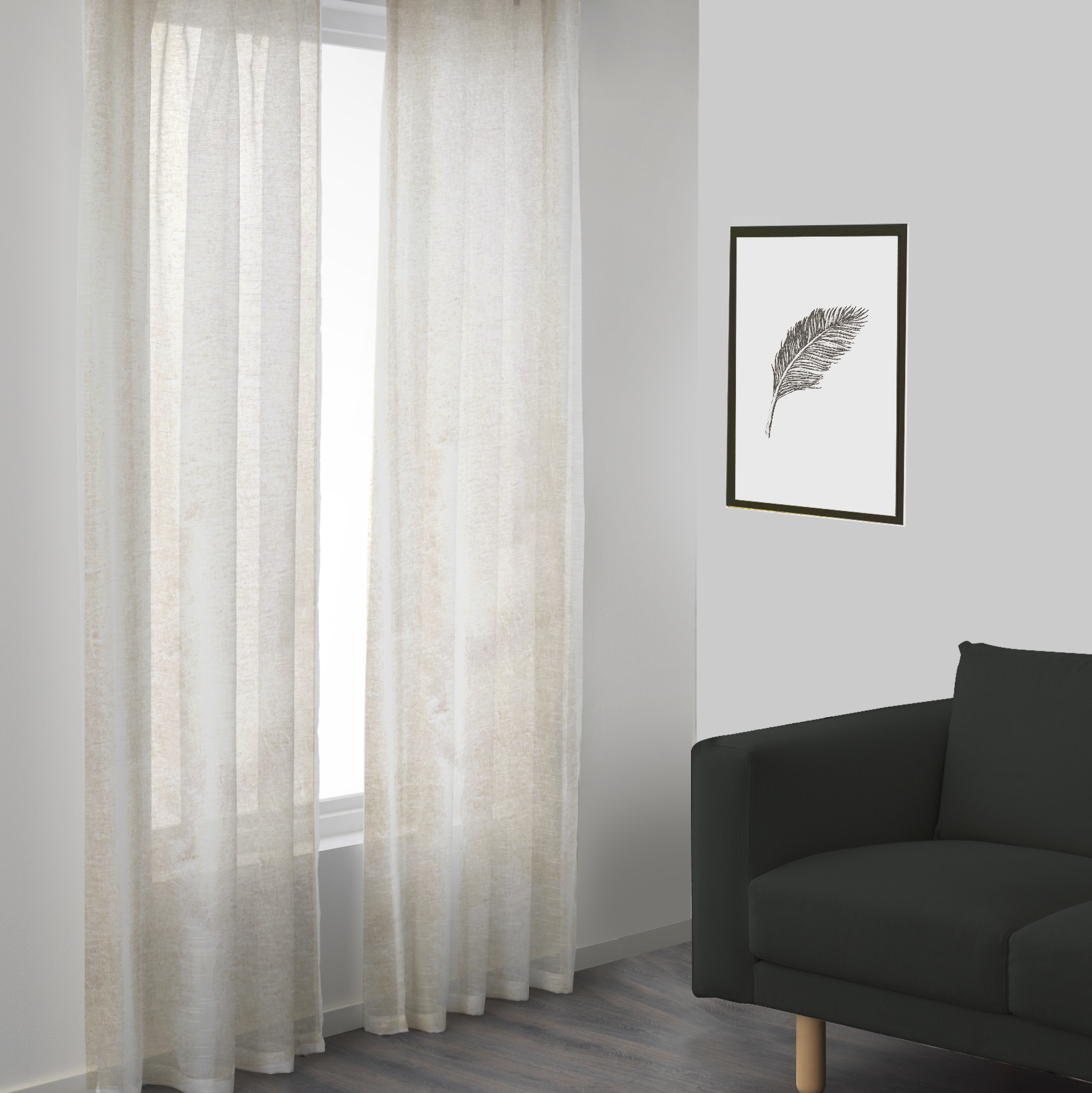 Tissu de rideau en gaze froissée - Ecru