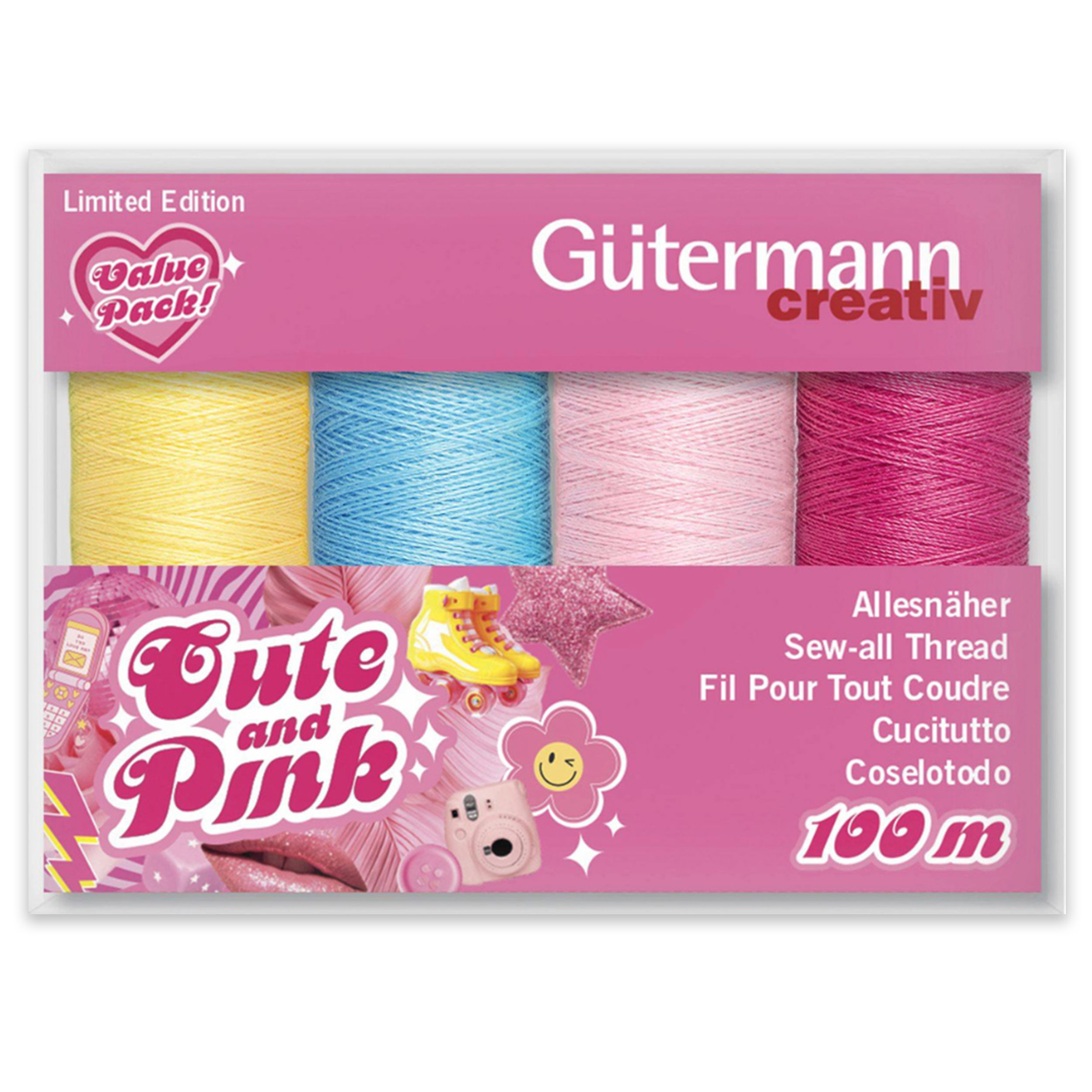 Gutermann Cute and Pink 4 Spools of Stitching Wire 100 m Image
