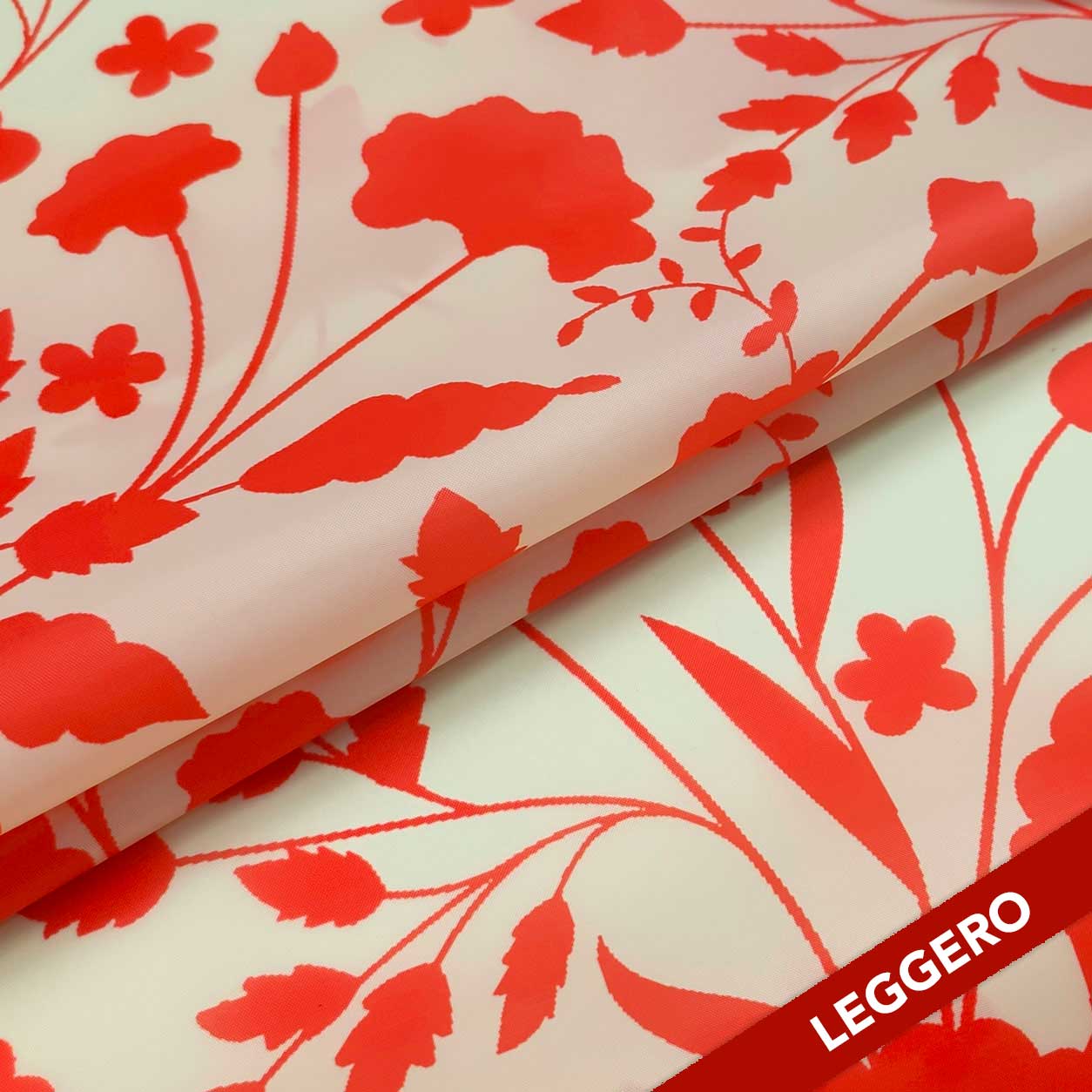 Tissu imperméable motif fleuri orange