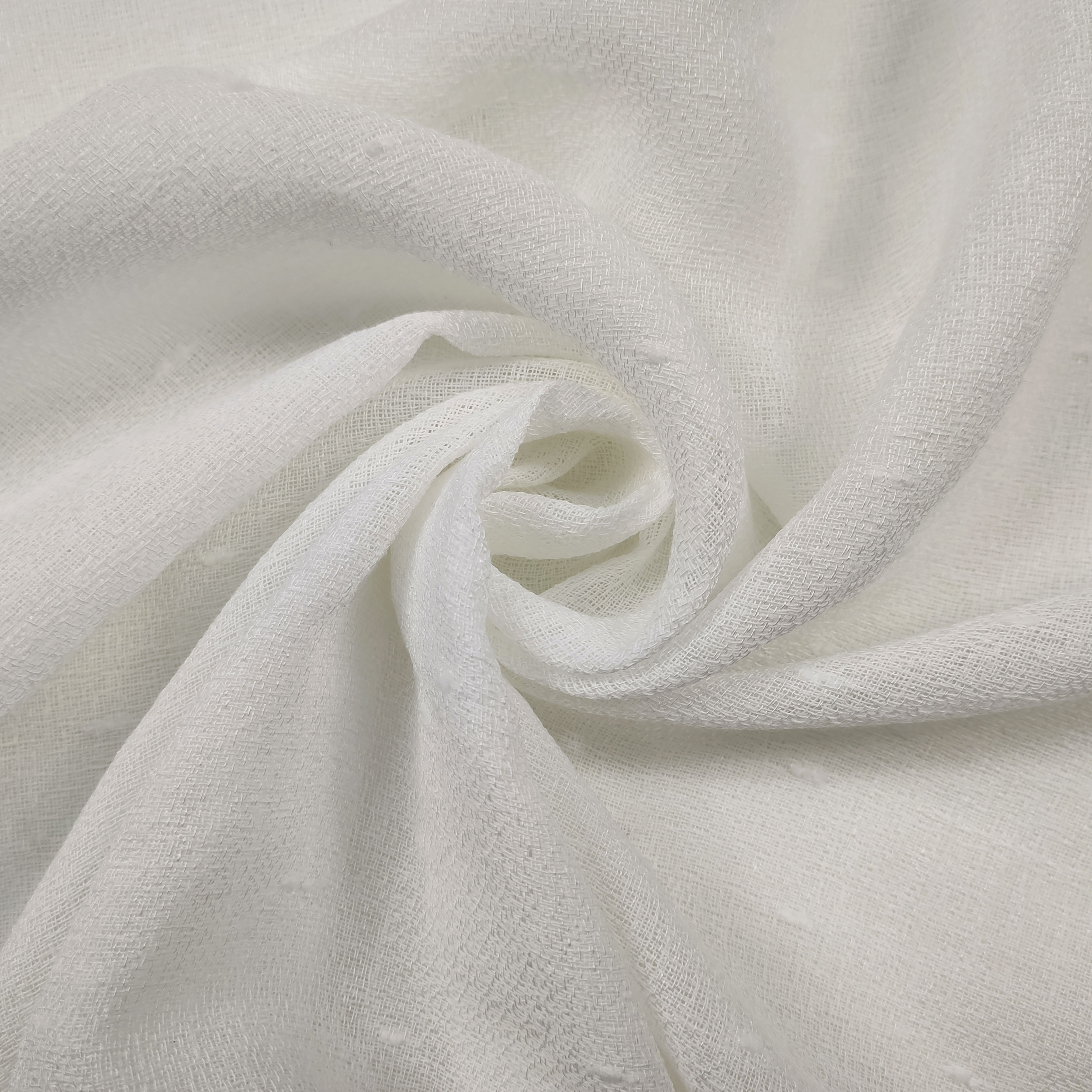 Tissu de rideau floqué naturel
