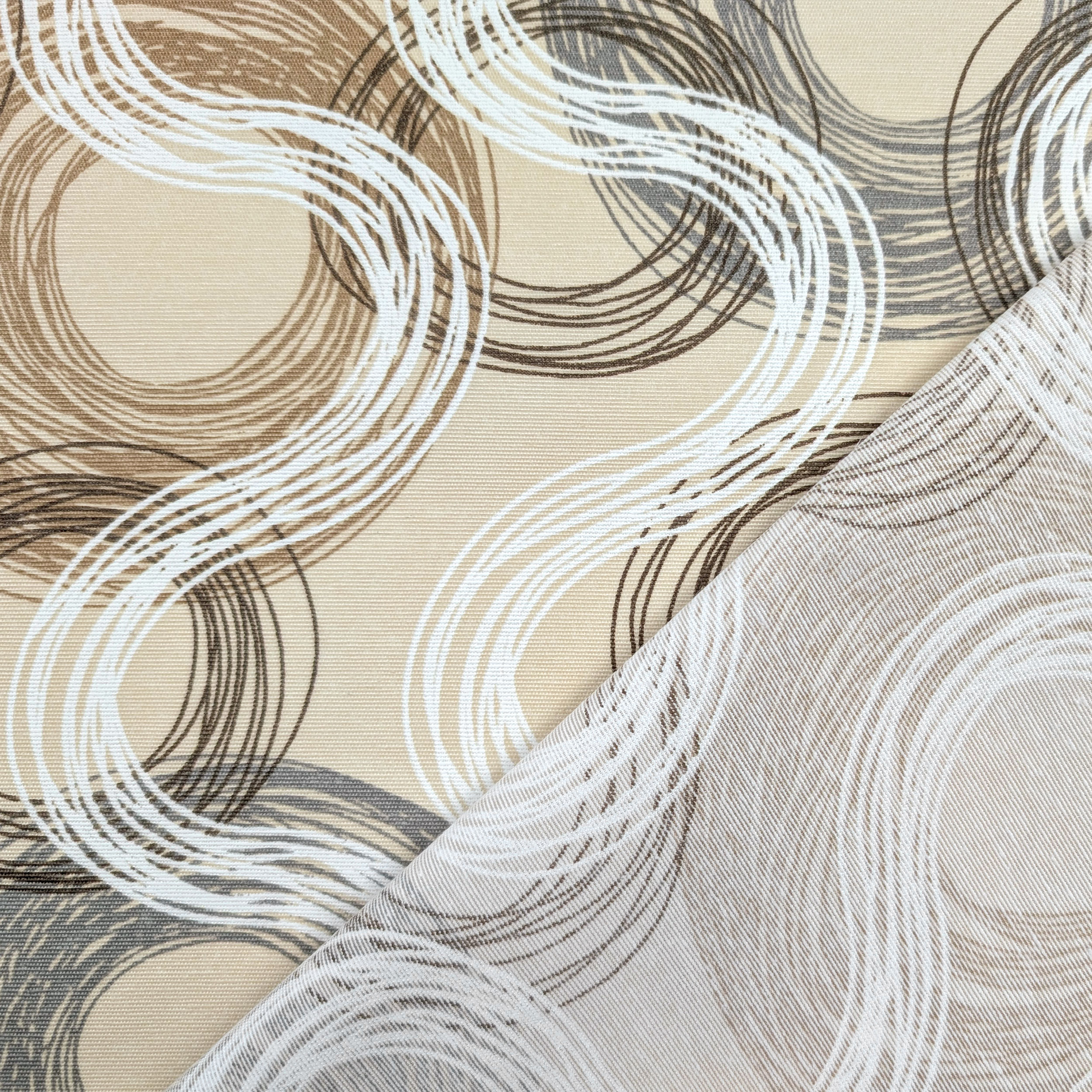 Fabric for Resin Tablecloth Abstract Circles Beige Image