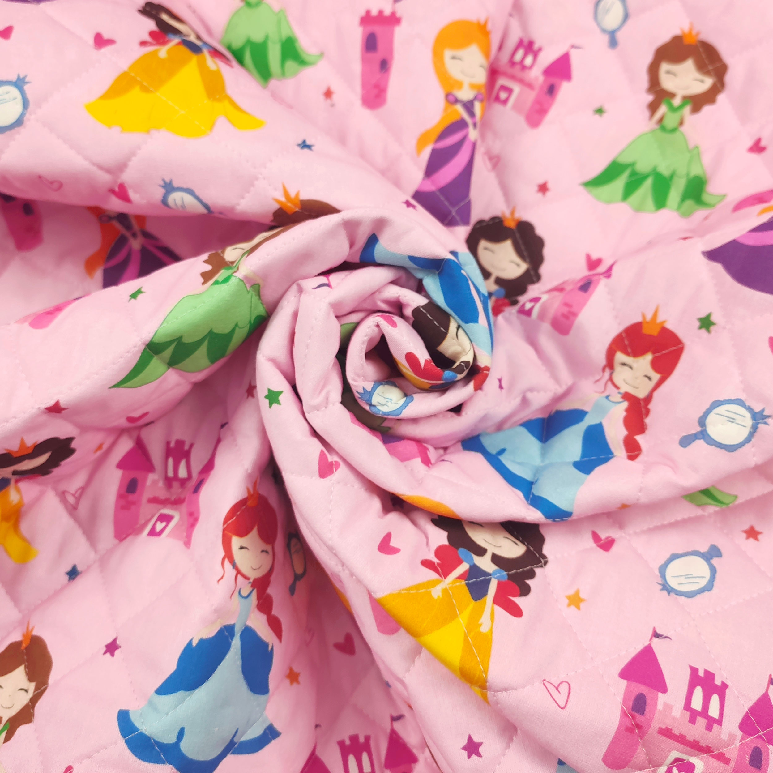 Quilted Fabric Princesses Pink Background Image