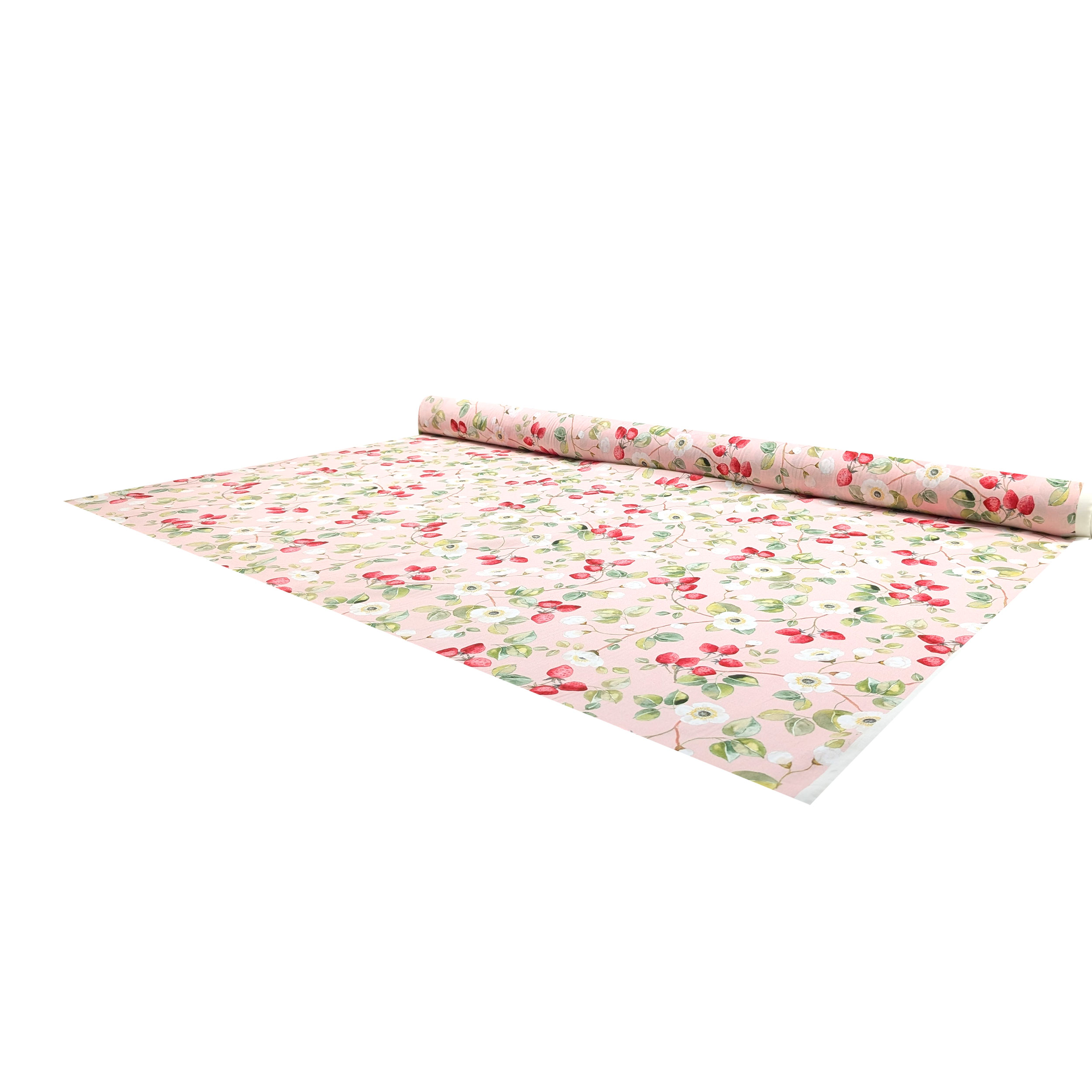 Cotton Fabric Flowers and Strawberries Image