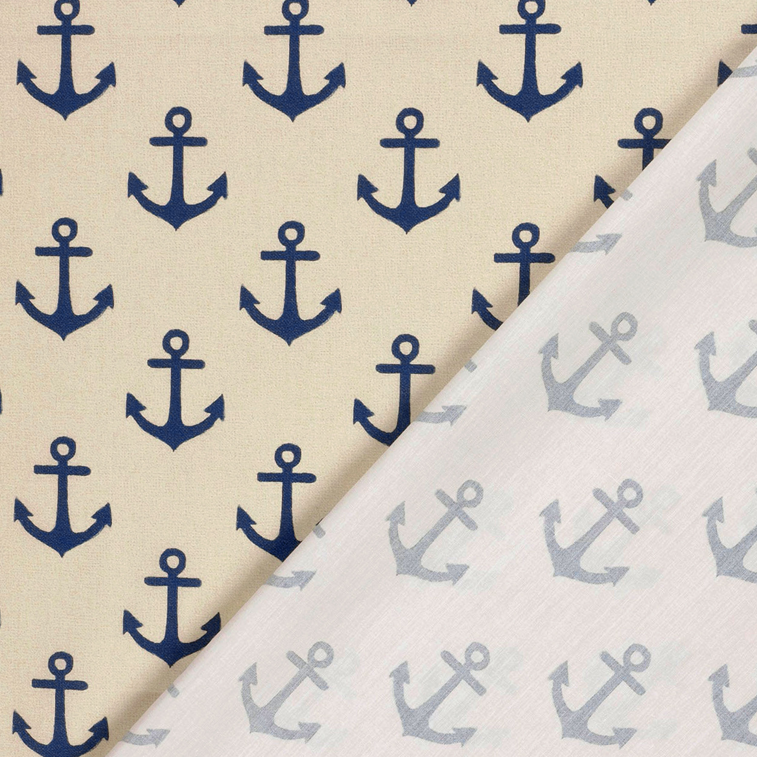 Poplin Cotton Anchors Blue Image