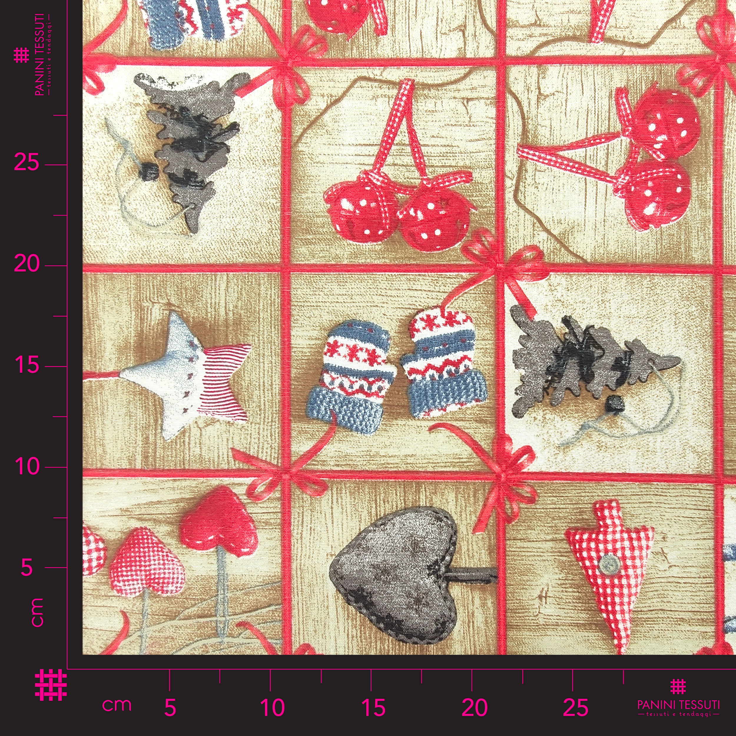 Tissu de décoration de Noël avec décorations Shabby Image