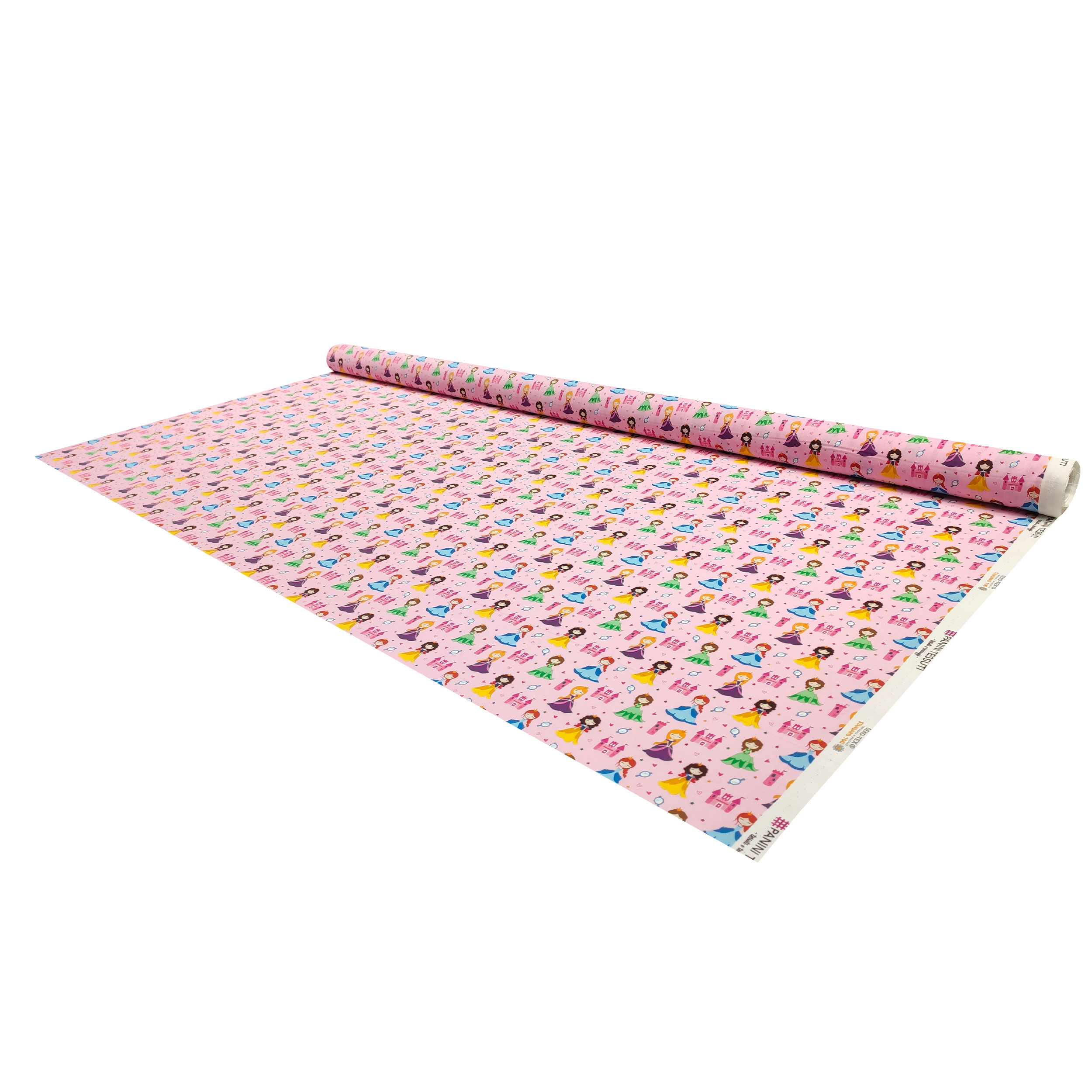 Tissu de coton Petites princesses fond rose