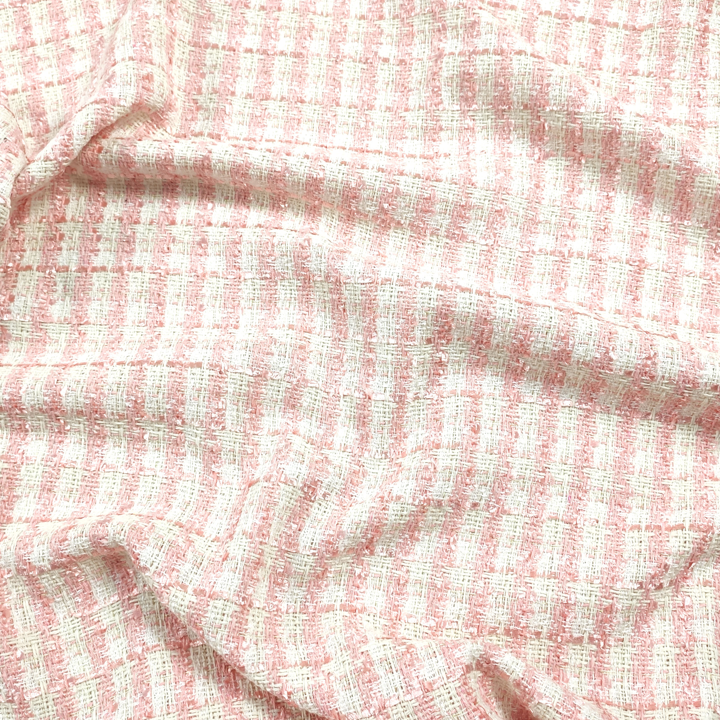Tweed High Fashion Pink White Lurex