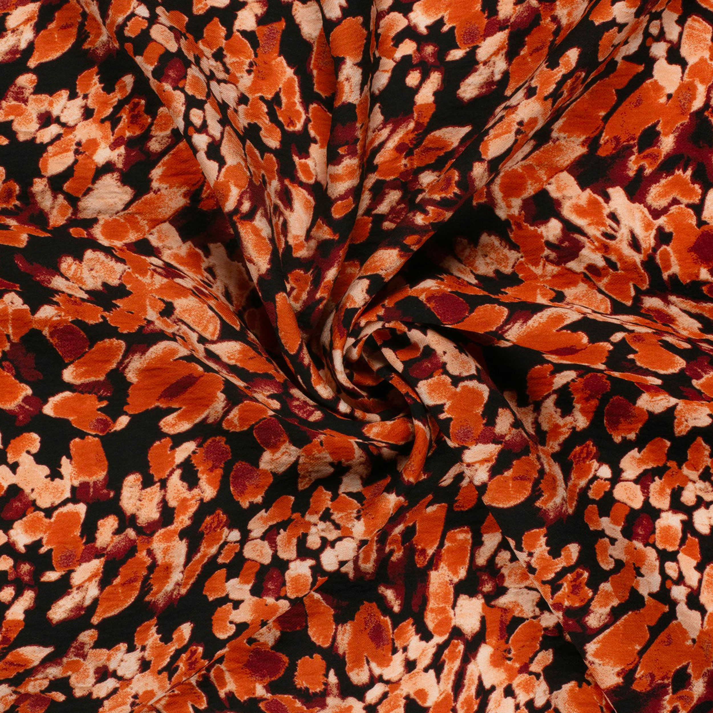 Viscose Hand Crepe Floral Abstract Brick Image