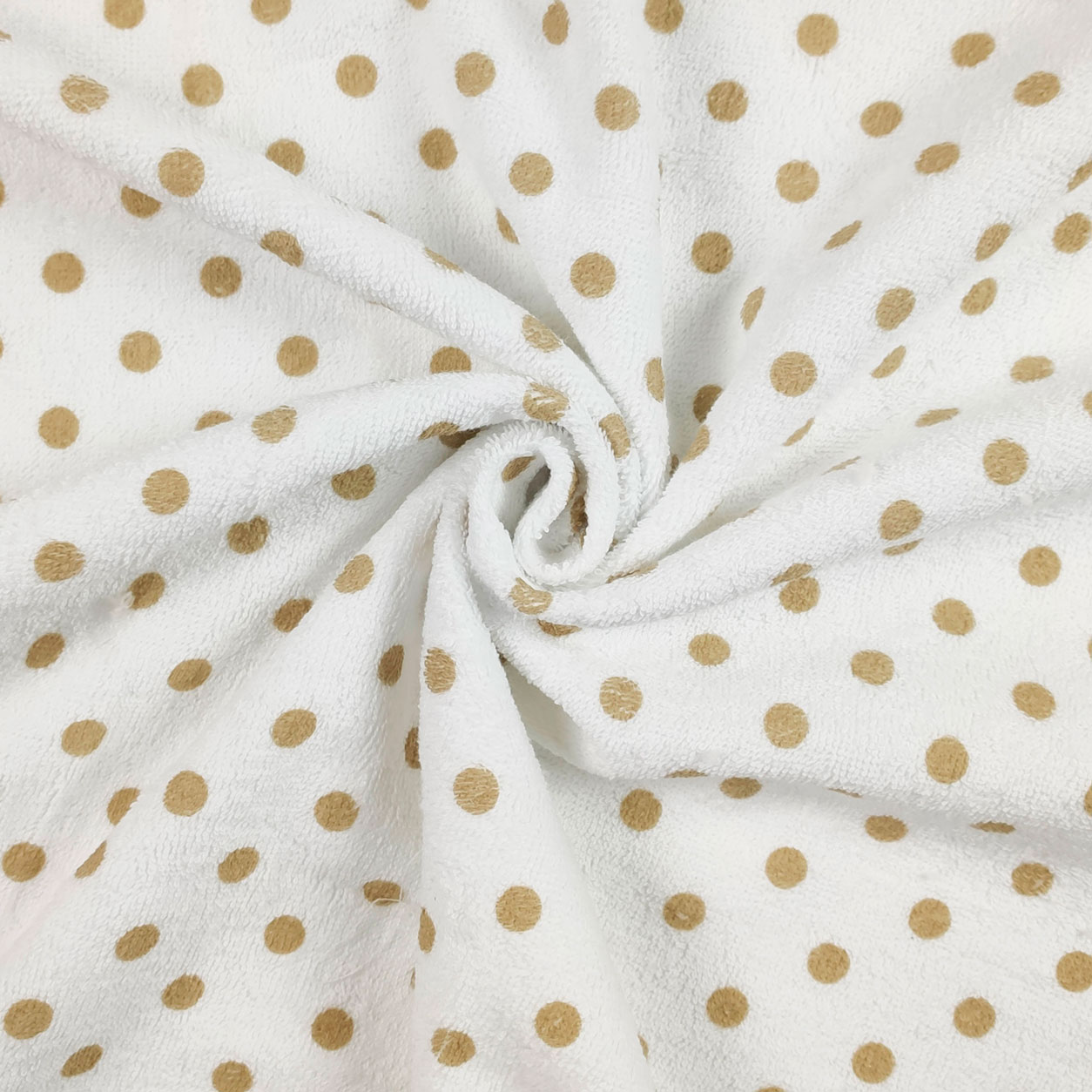 Tela esponjosa estampada de lunares Beige
