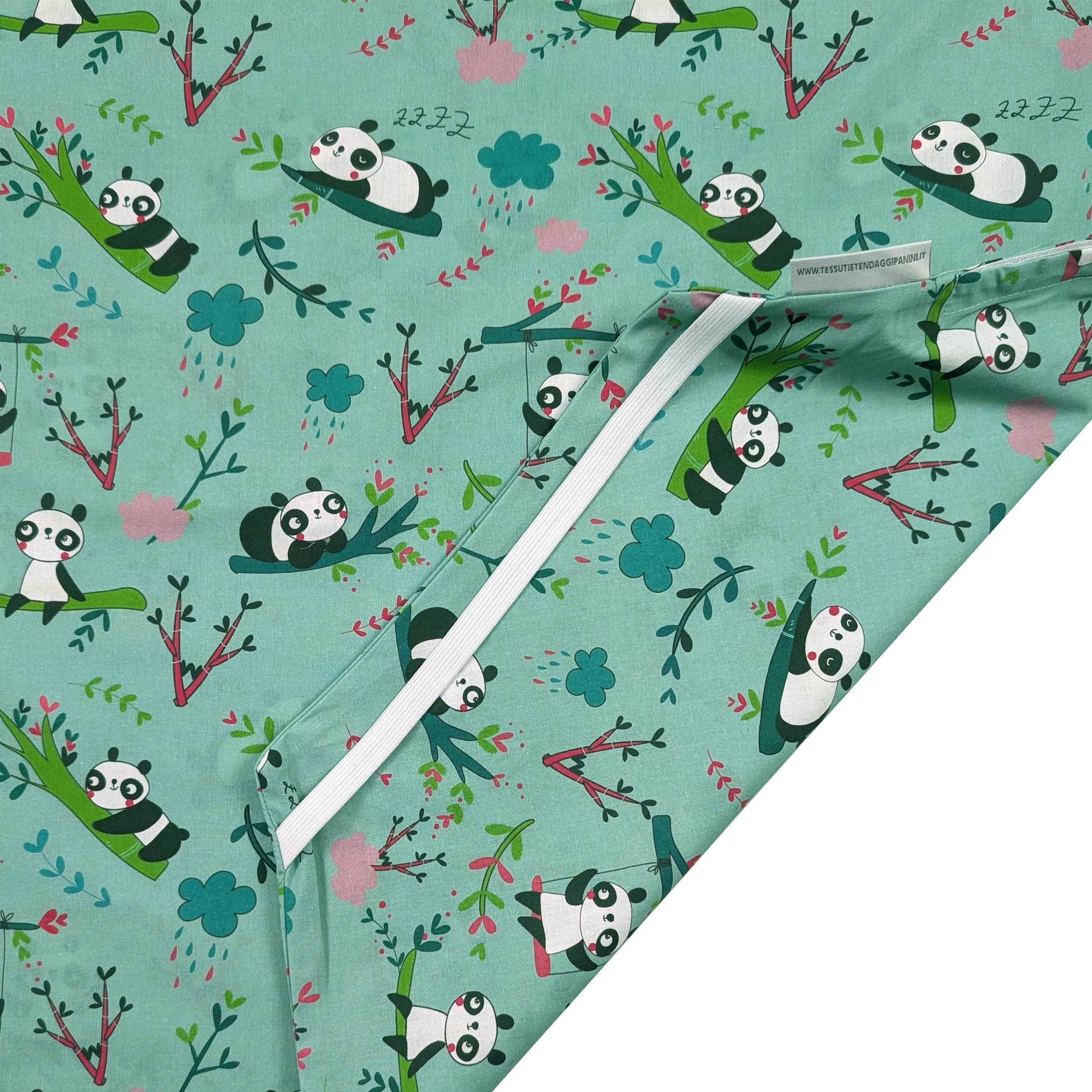 Contoured Summer Sleeping Bag for Panda Camp Beds – Mint Green Background Image