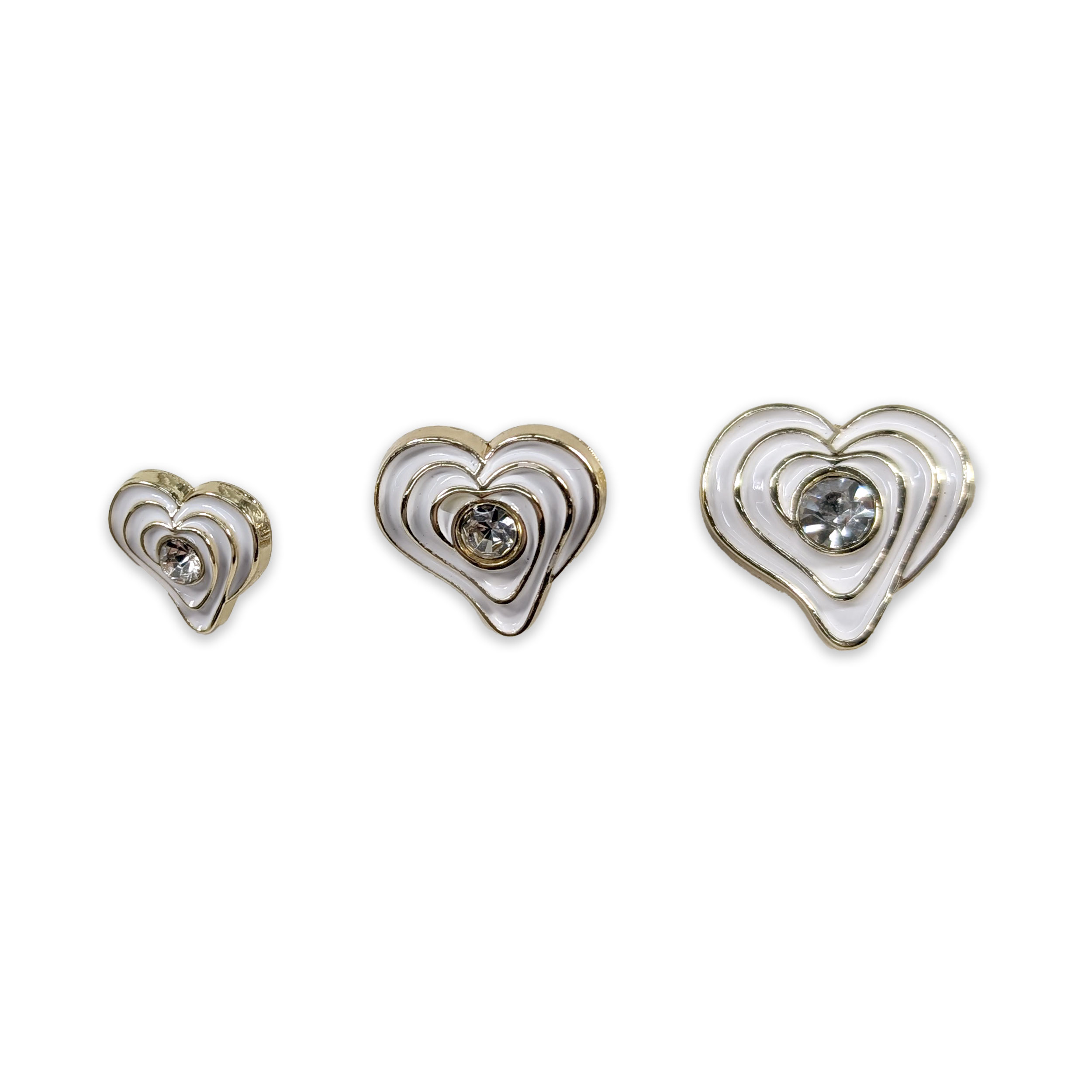 Rhinestone Heart Button White Image