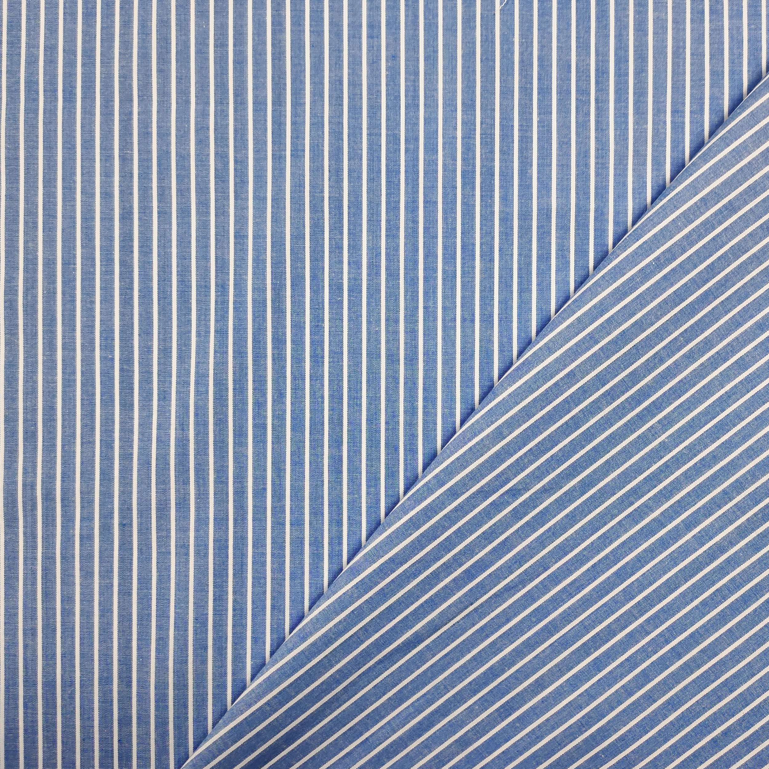 Algodón para camisas elásticas Raya azul