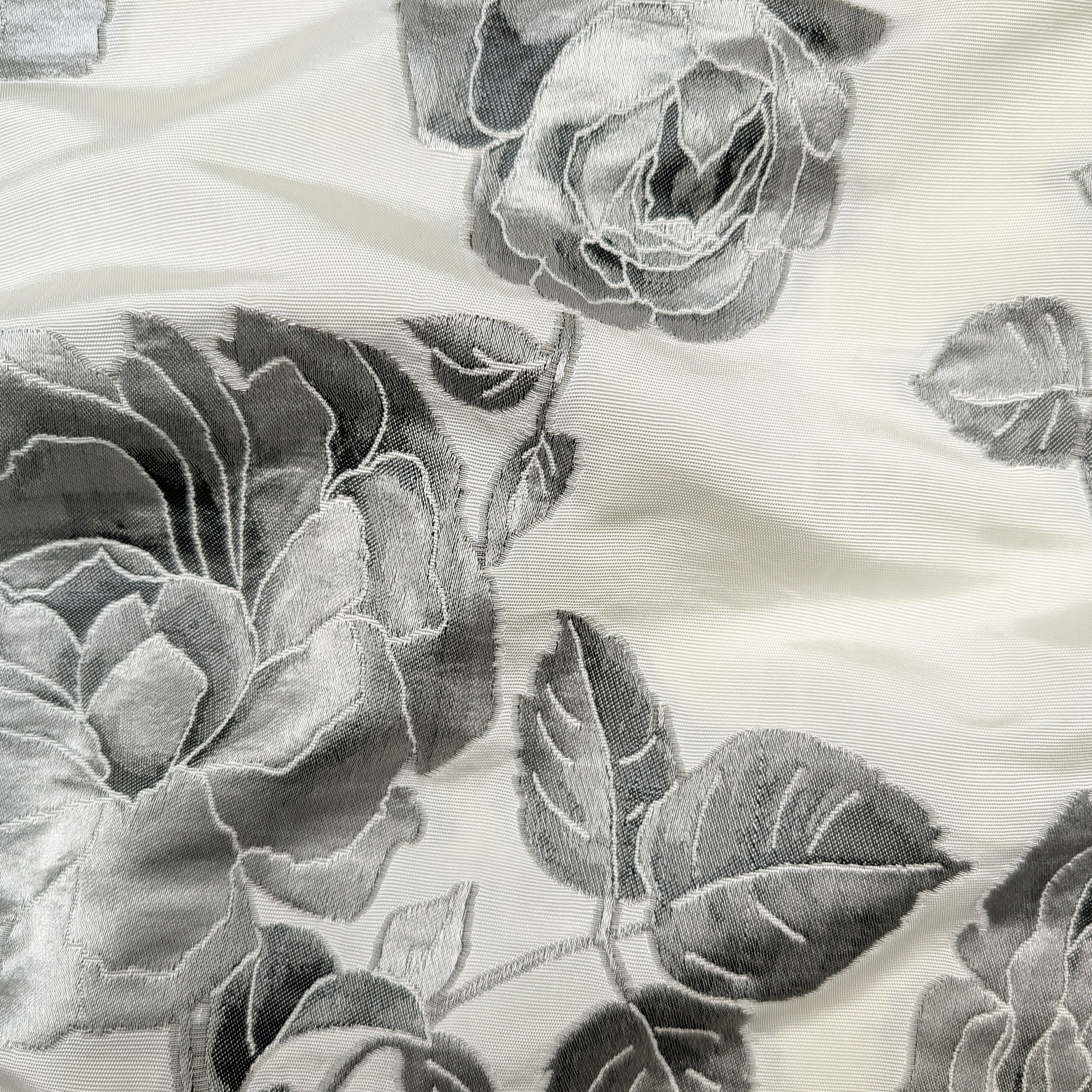 Jacquard Alta Moda Flores Gris Mezcla Seda Image