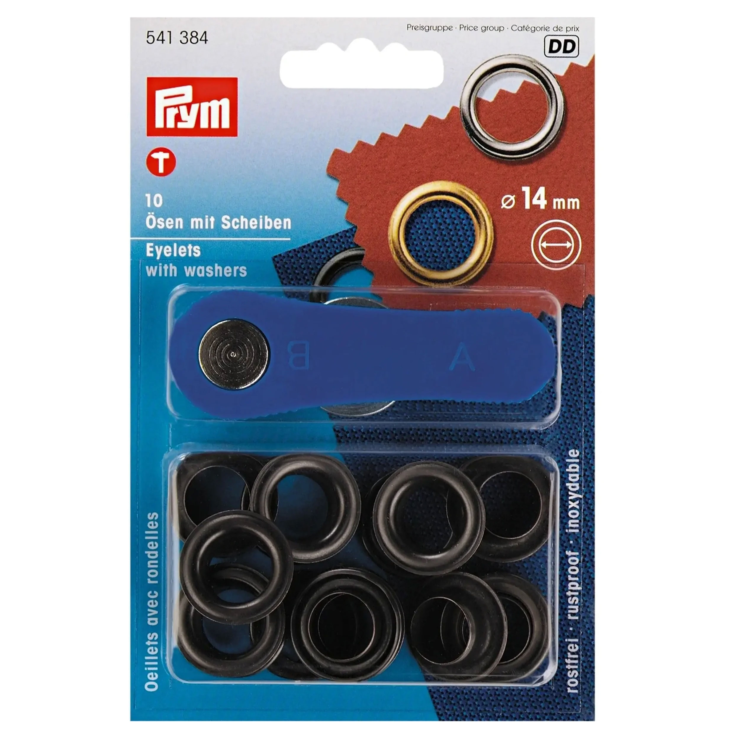 Ösen mit Unterlegscheiben Prym 14 mm Schwarz
