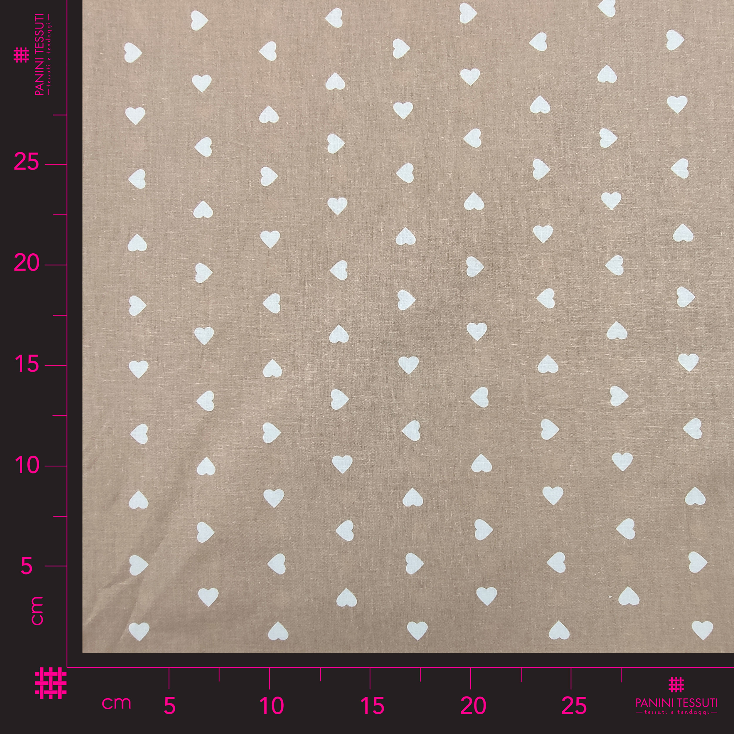 Printed Cotton with White Hearts - Colored Background  Image
