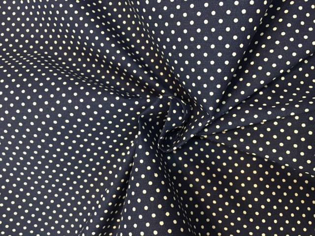 Tessuto Cotone Blu Notte con Pois Image