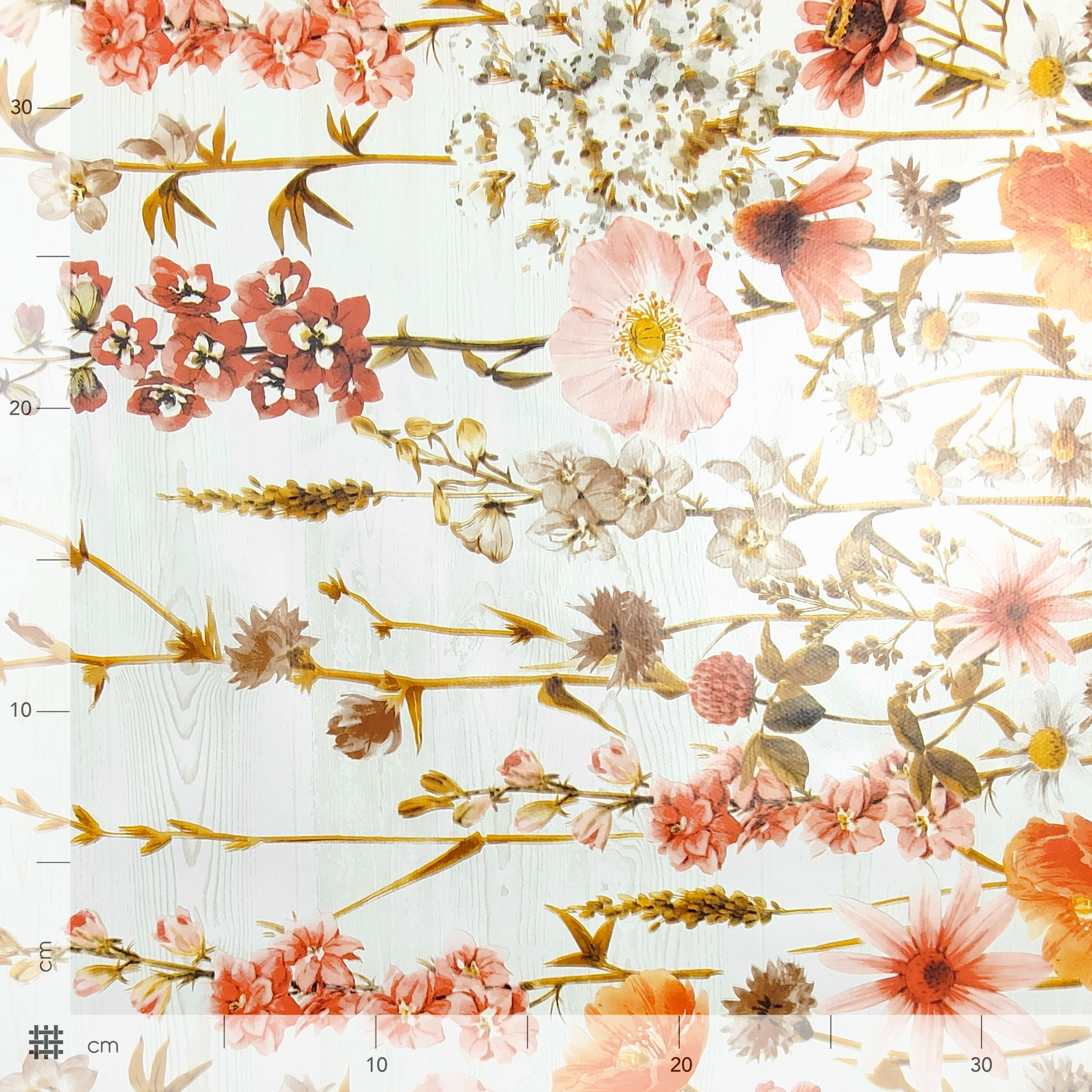 Fabric for Plastic-coated Tablecloth Orange Flowers