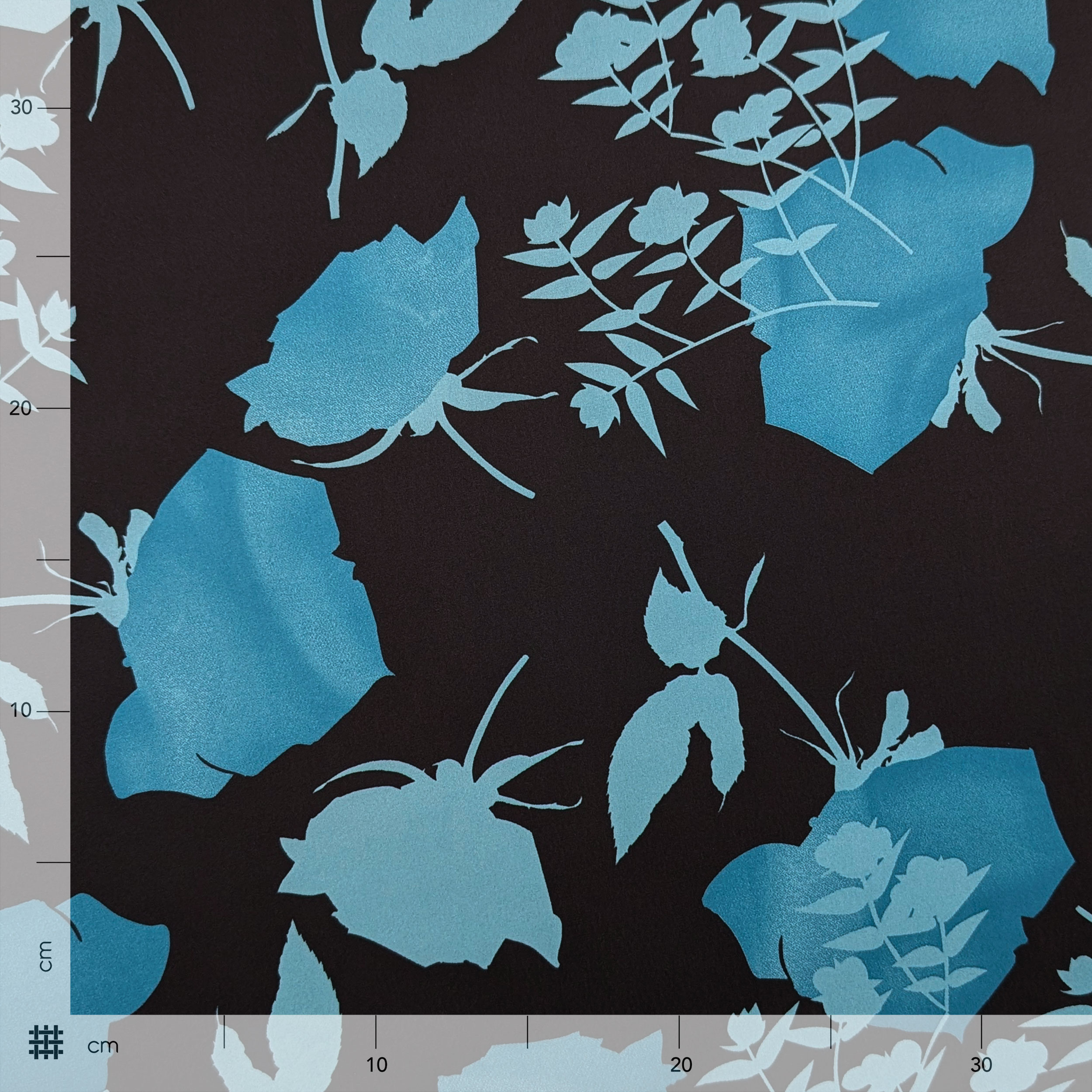 Fantasy raspberry leaves and blue flowers Image
