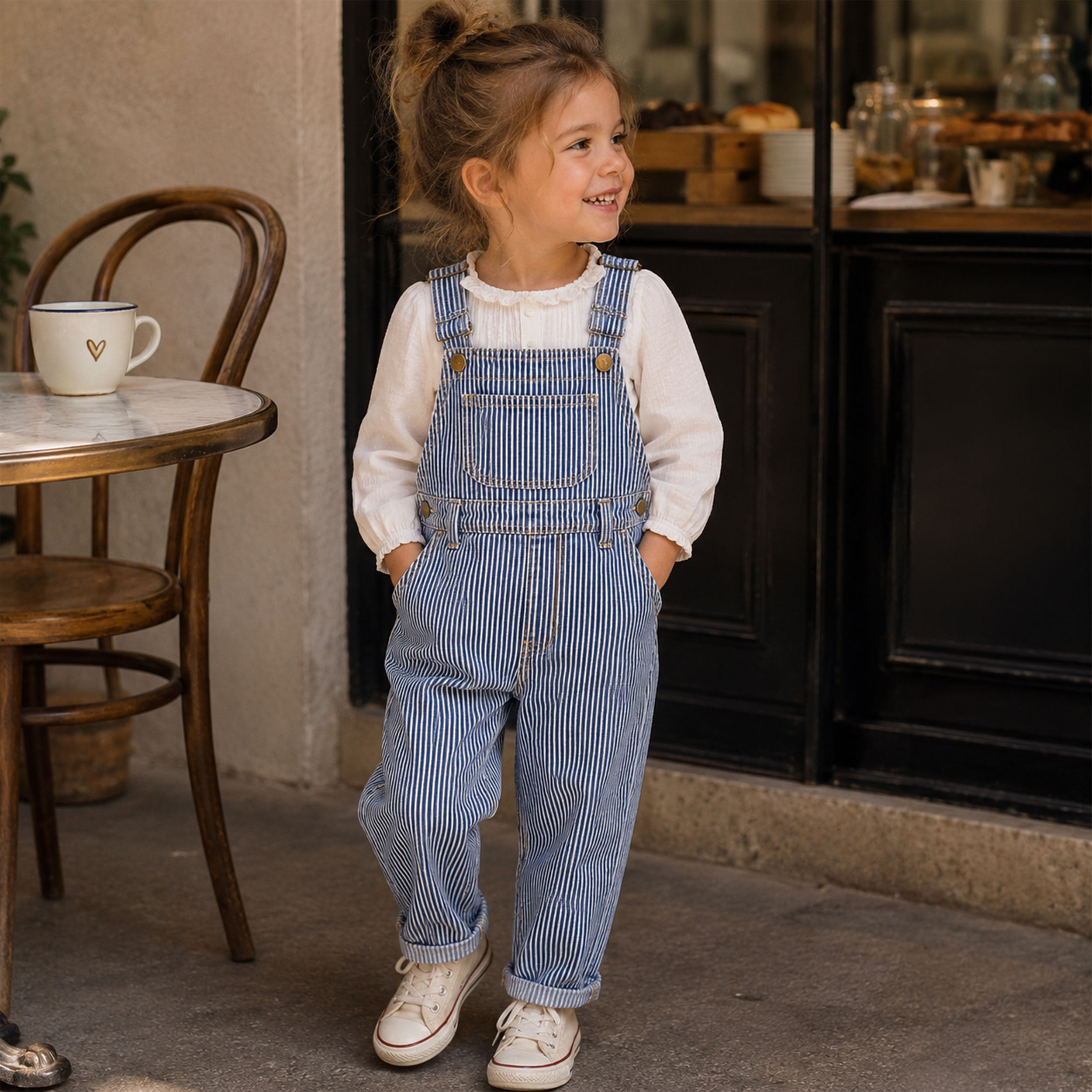 Denim Blue Vertical White Stripes Image