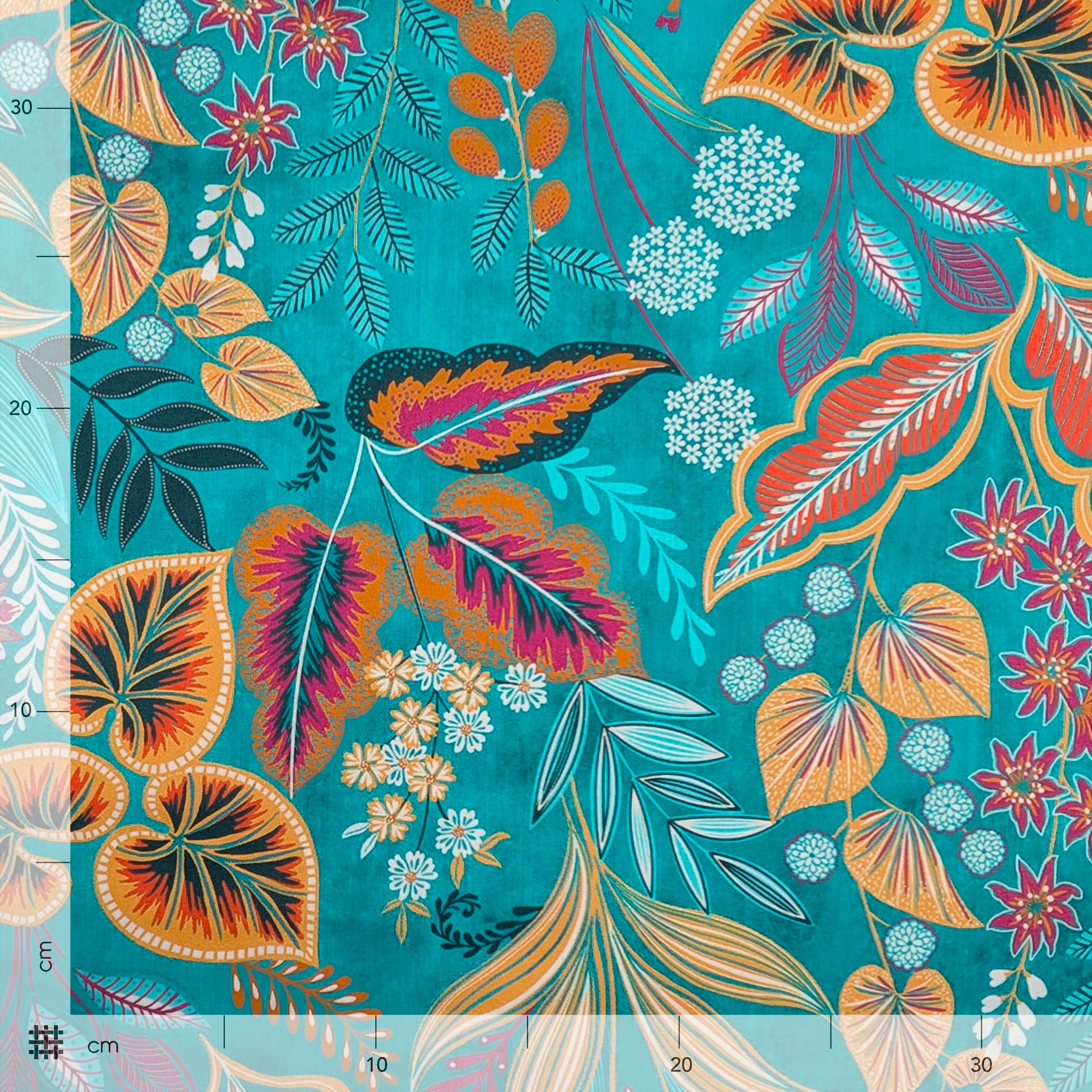 Botanical Fantasy Cotton Satin Turquoise Image