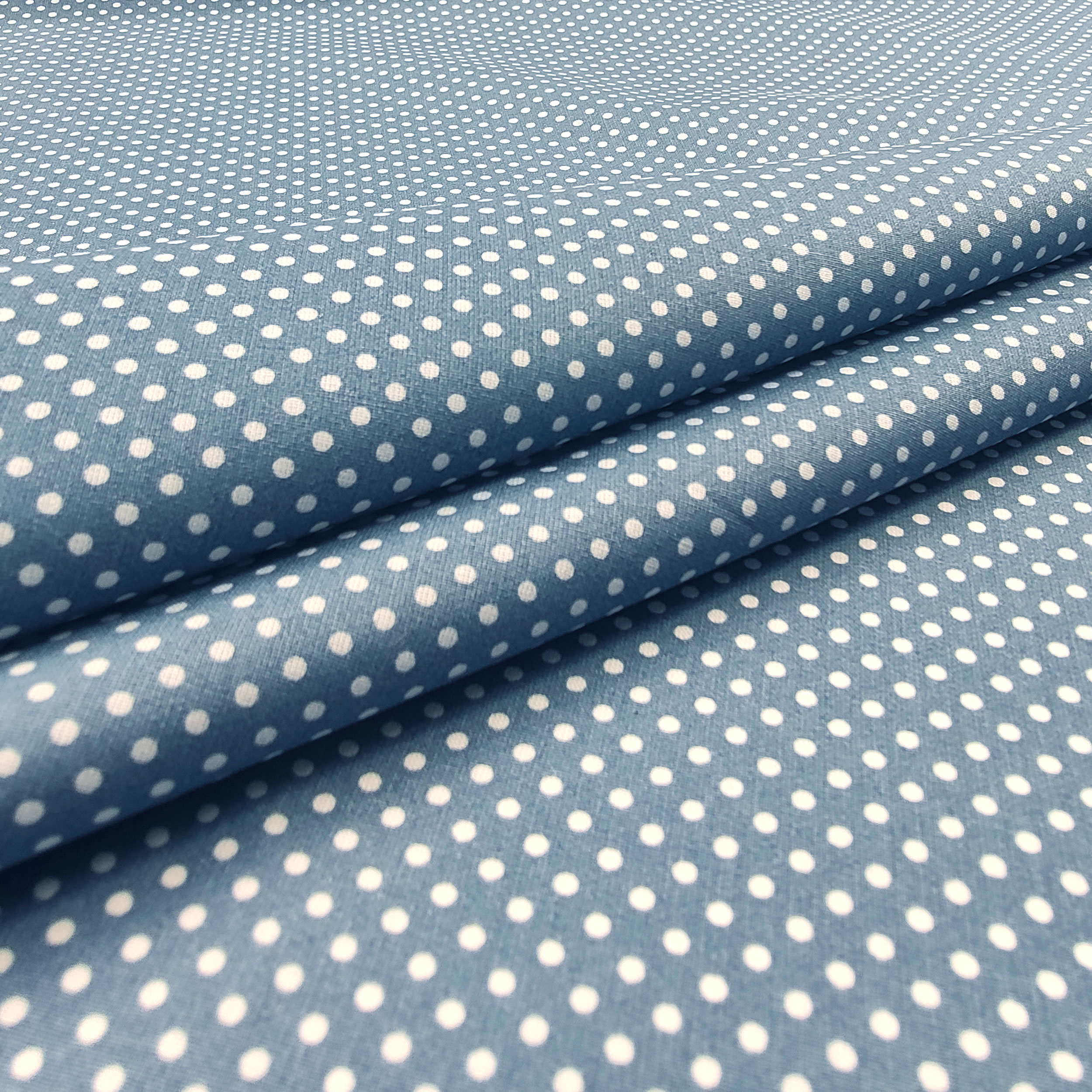 Baumwollstoff Avio Weiß Polka Dot