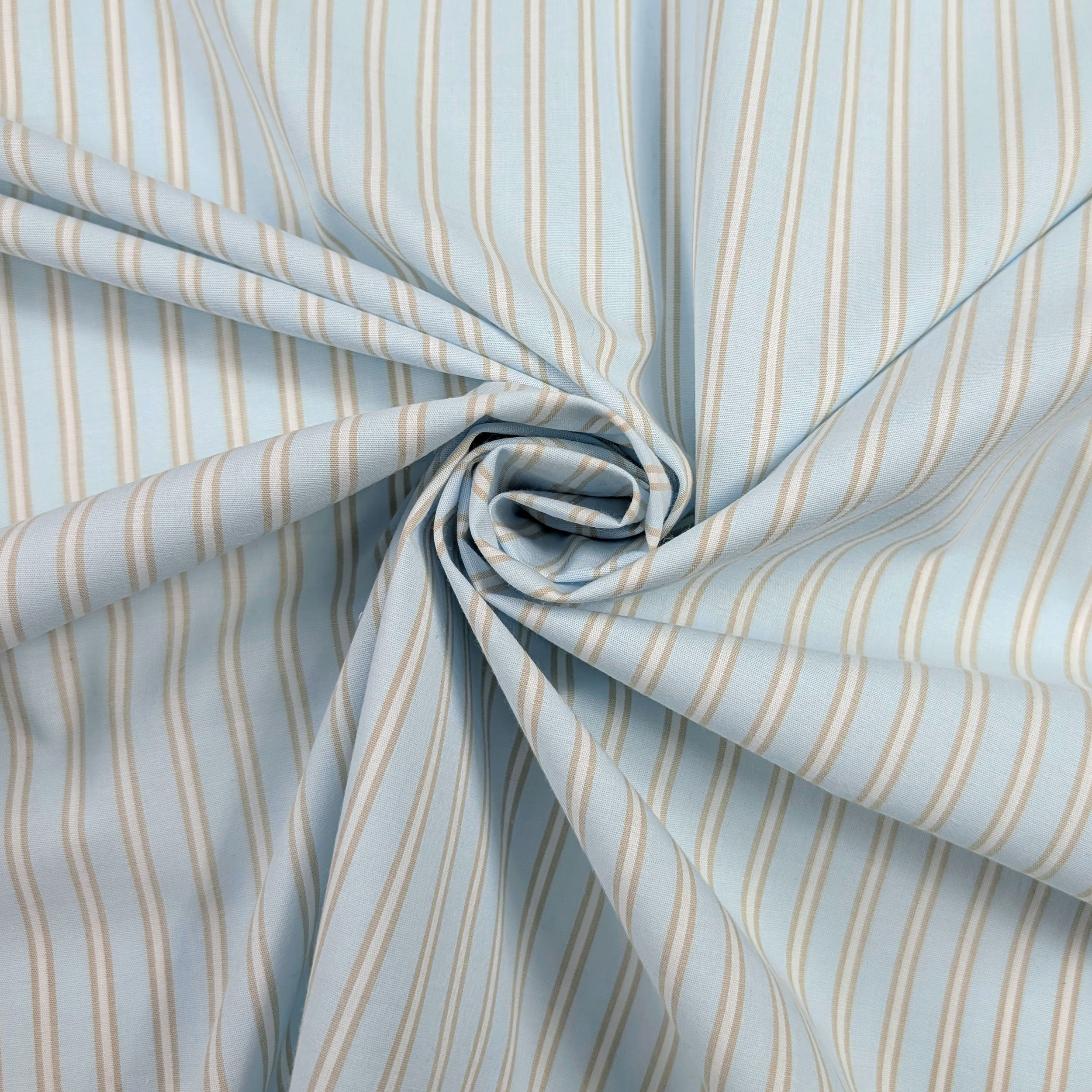 Light Blue Stretch Cotton for Shirts with Stripes Image