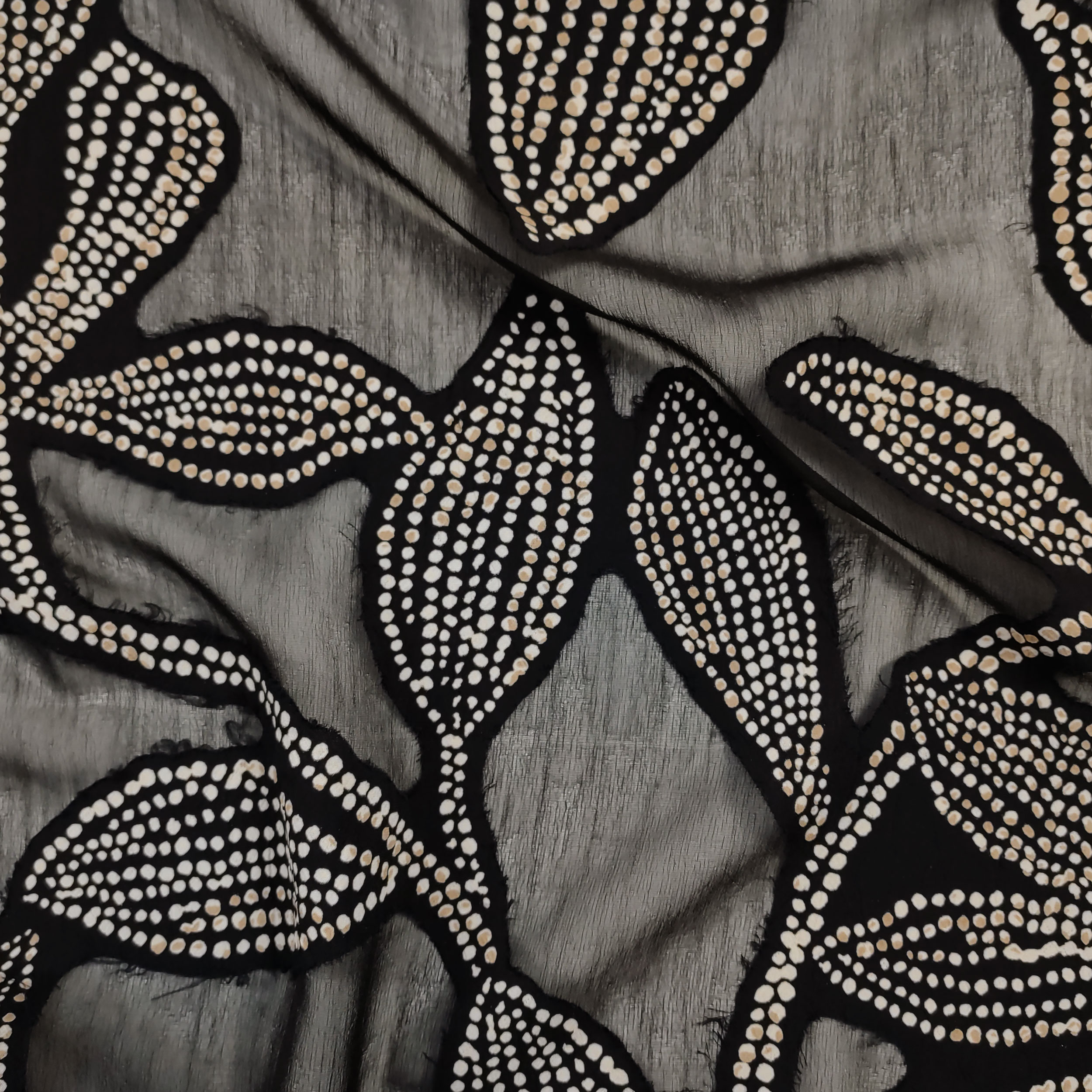 Voile Fantasy Leaves Devorè Beige