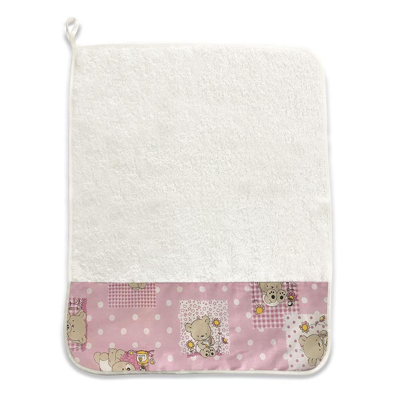 Grande serviette rose en forme d'ours et d'abeille