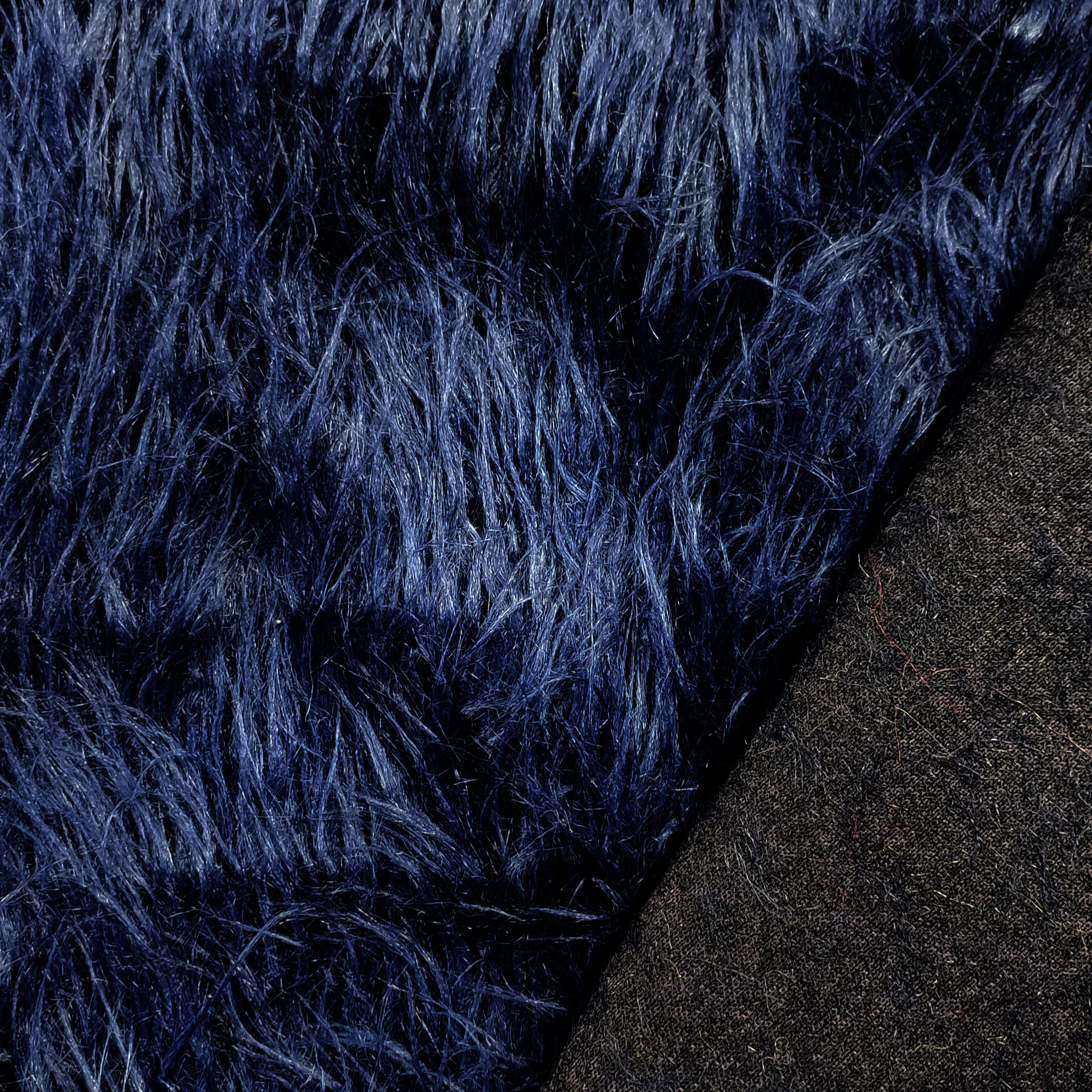 Long Synthetic Fur Plain Blue