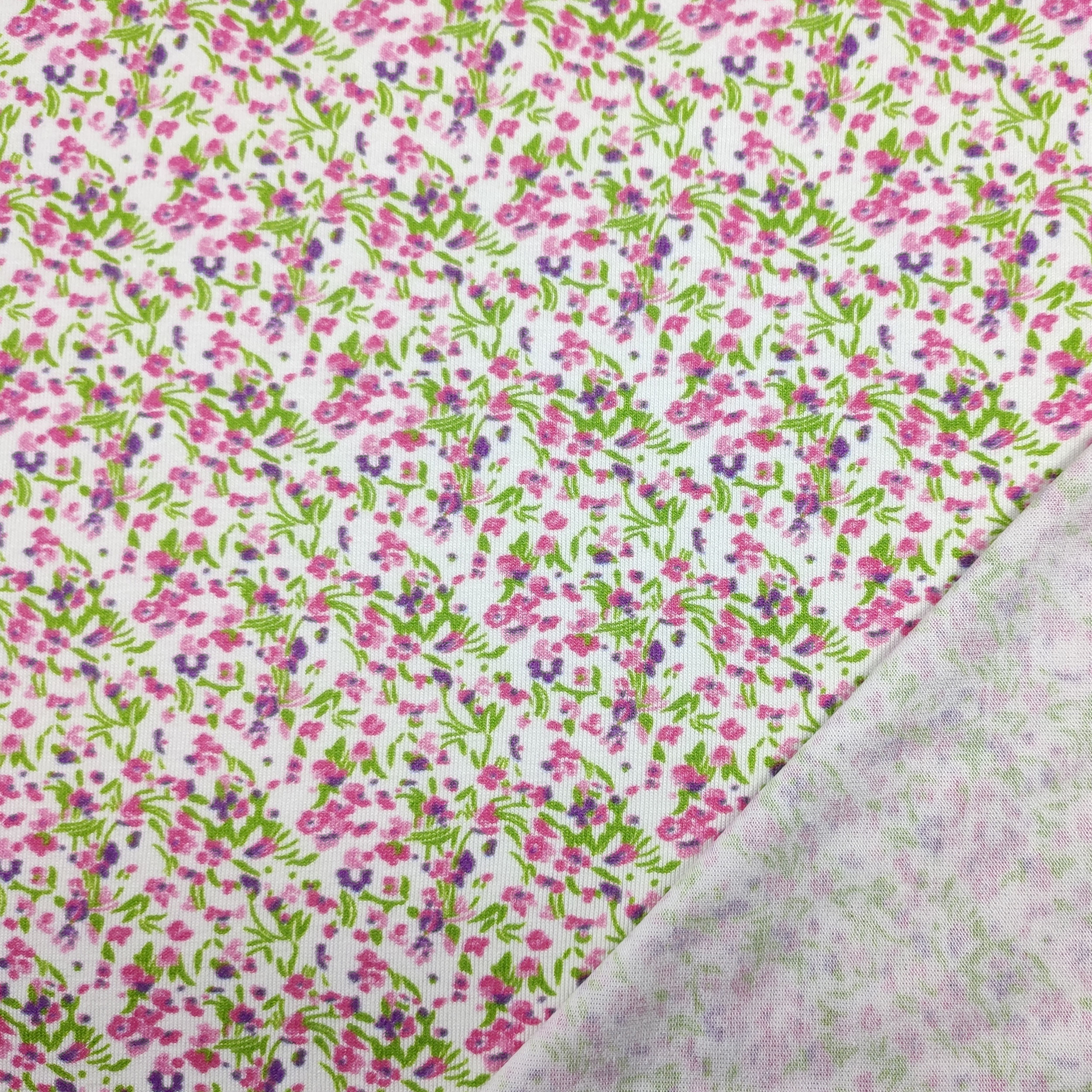 Bielastic Jersey Flores Rosas y Moradas