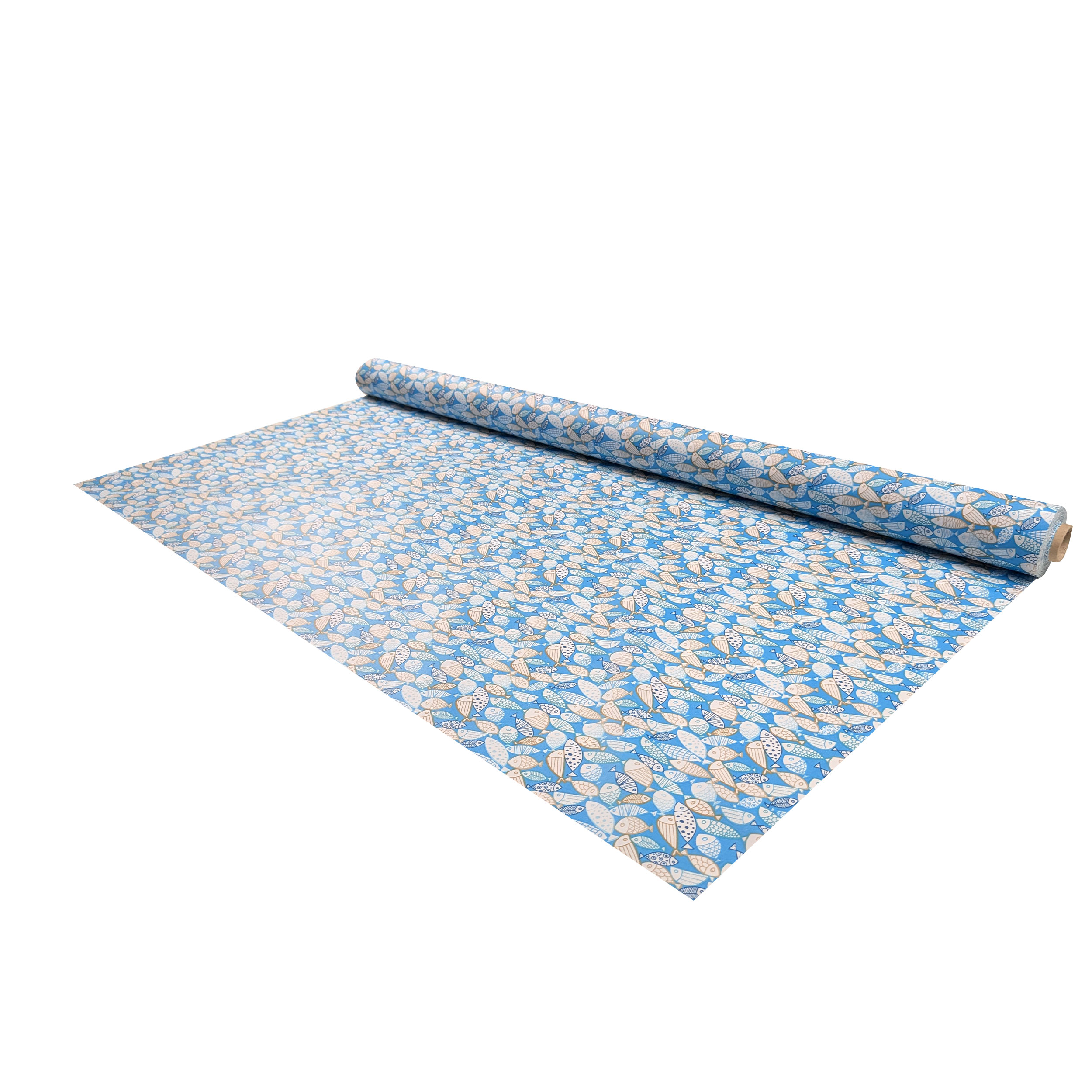 Enduite Tablecloth Fabric Stain-Free Fish Light Blue Image