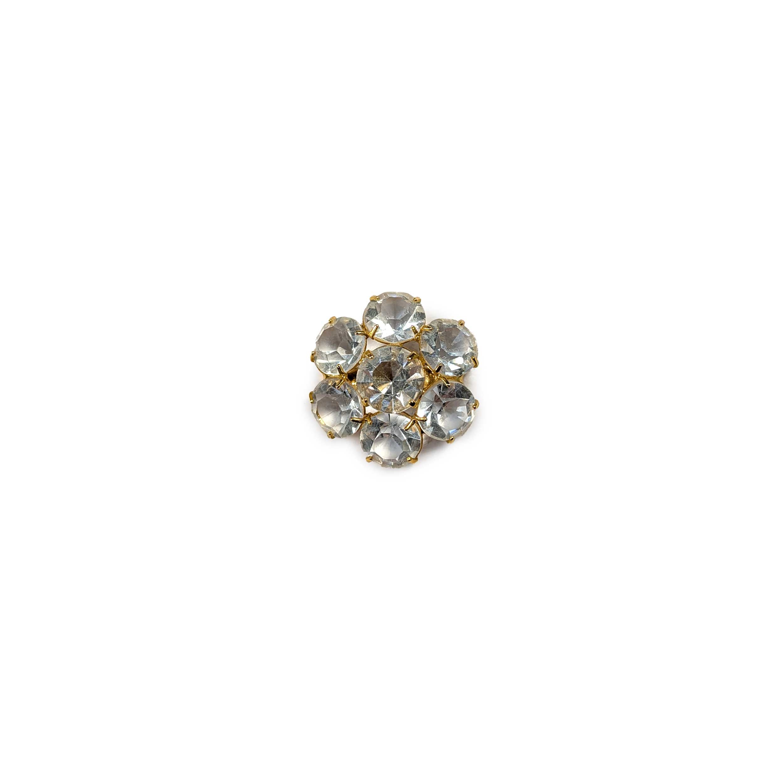 Large Flower Gold Jewel Button with Stones | Panini
