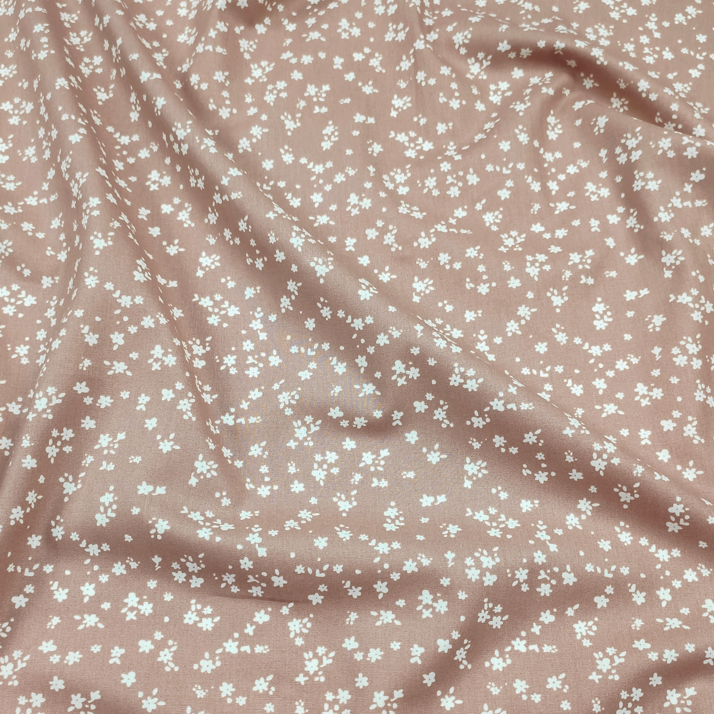 Tissu Coton Fleurs Fond Rose Antique Image