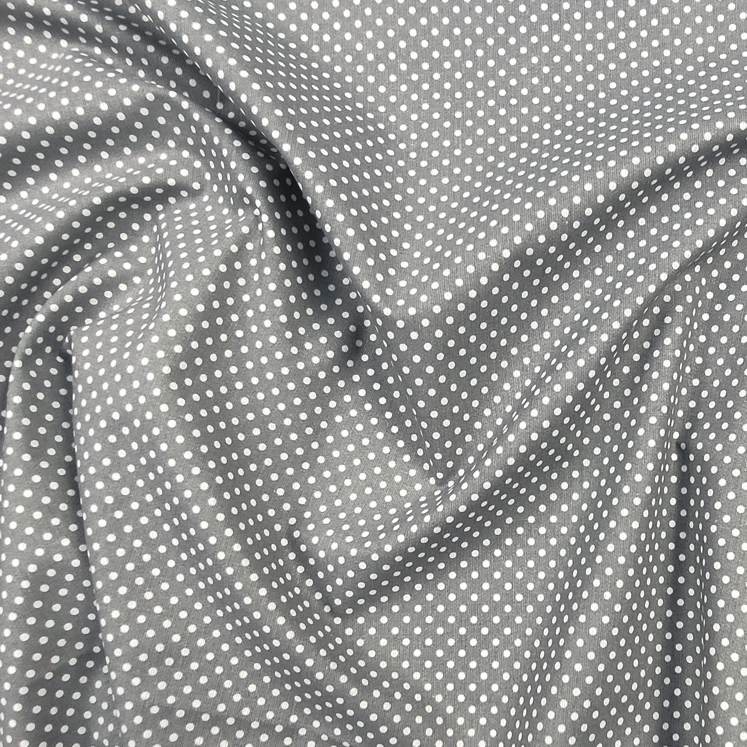 Baumwollstoff Grau Weiß Polka Dot
