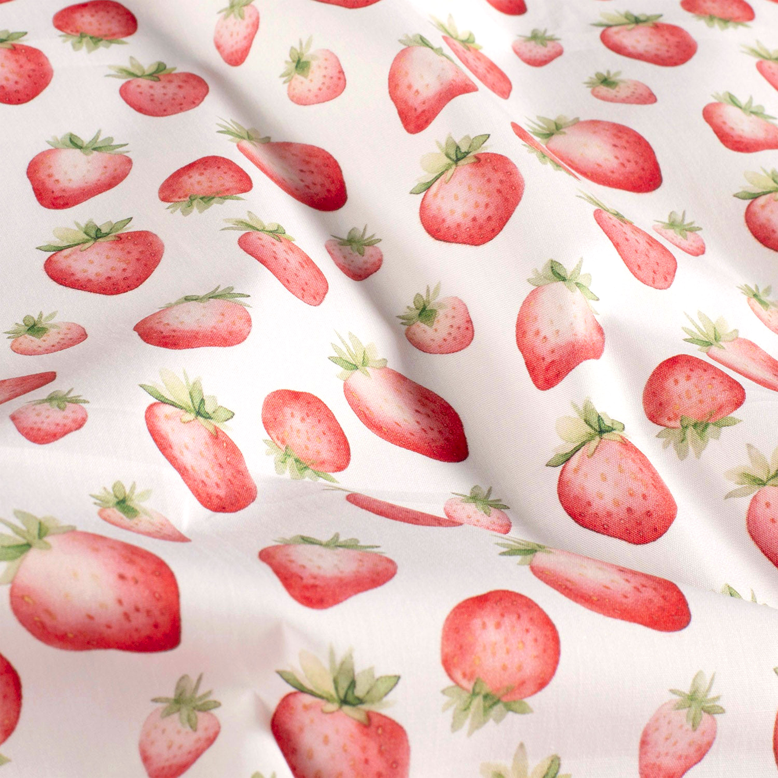 Poplin Cotton Strawberry White Background Image